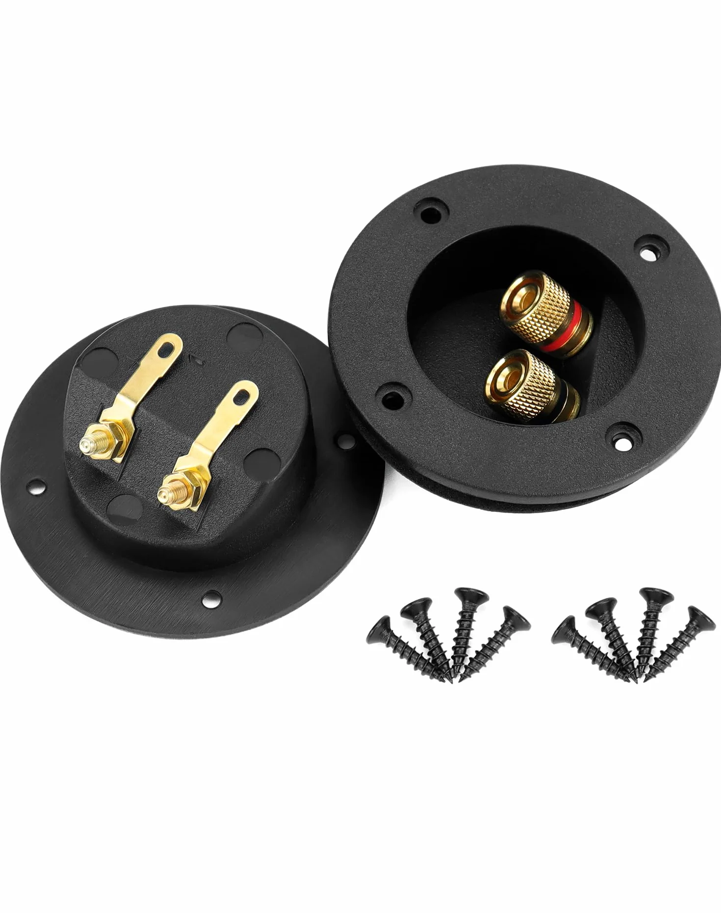 QWORK® 2 Piezas Terminal Altavoz Conector de Terminal de Caja de Altavoz, 2 Vías Terminal Altavoz Conectores de Copa de Resorte Redondos