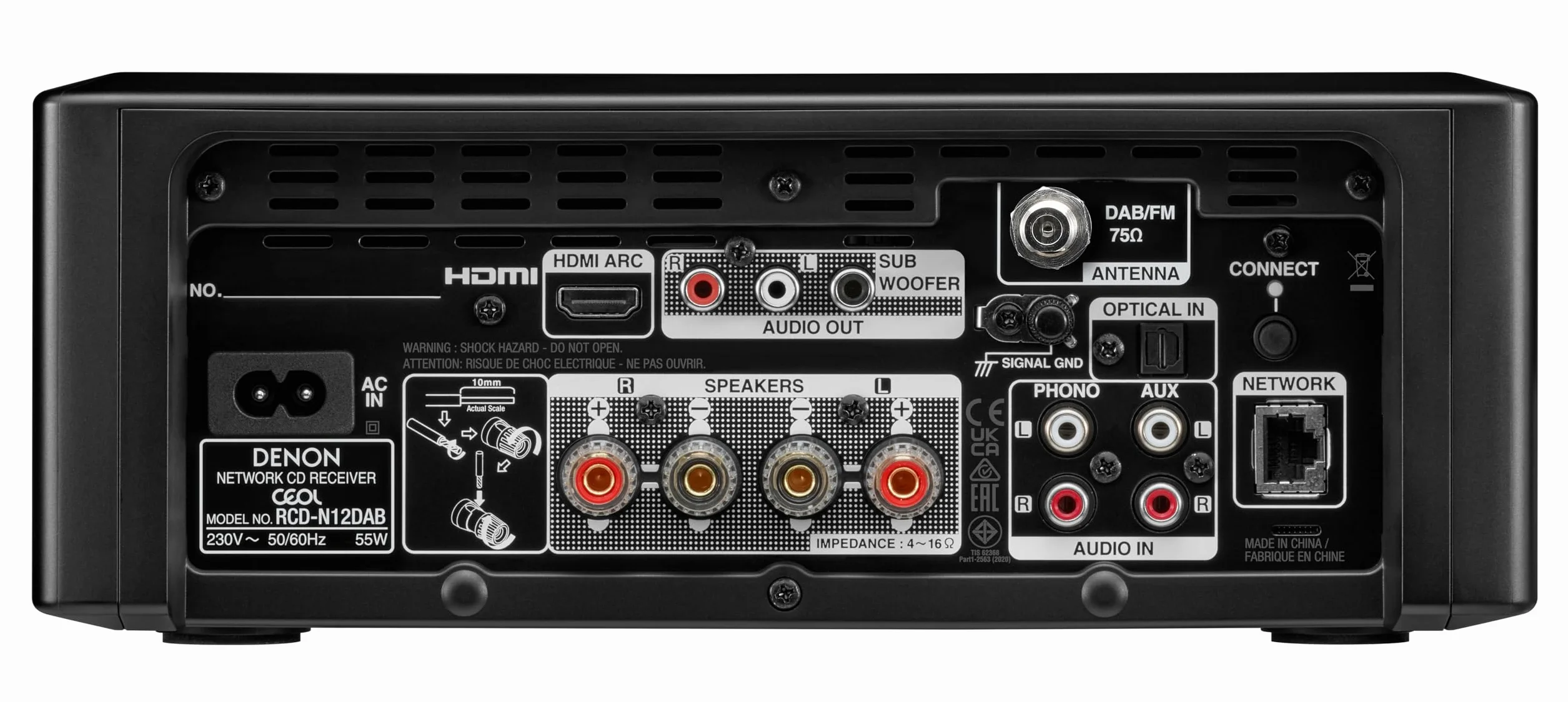 Denon CEOL N12DAB - Sistema Todo en uno con Reproductor de CD, Radio Dab/FM, HDMI ARC y HEOS Integrados, Color Negro