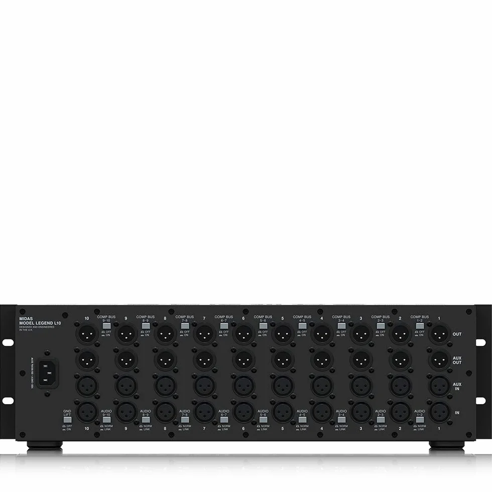 Chasis de montaje en rack Midas LEGEND L10 serie 500 para 10 módulos con enrutamiento de audio avanzado
