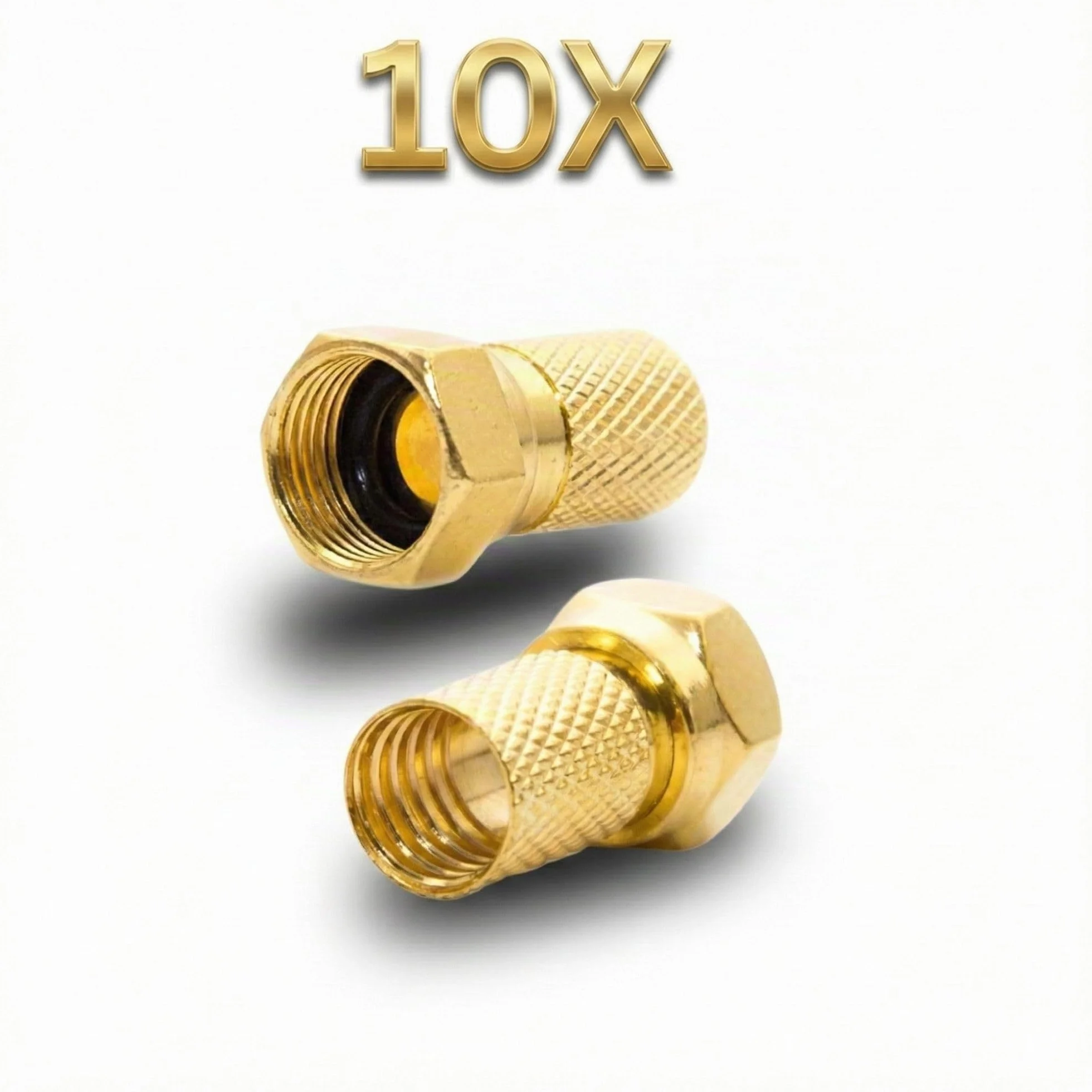 Cable coaxial BASIC negro 50m 135dB 4 veces apantallado CCS para antena TV satélite 10x enchufe F