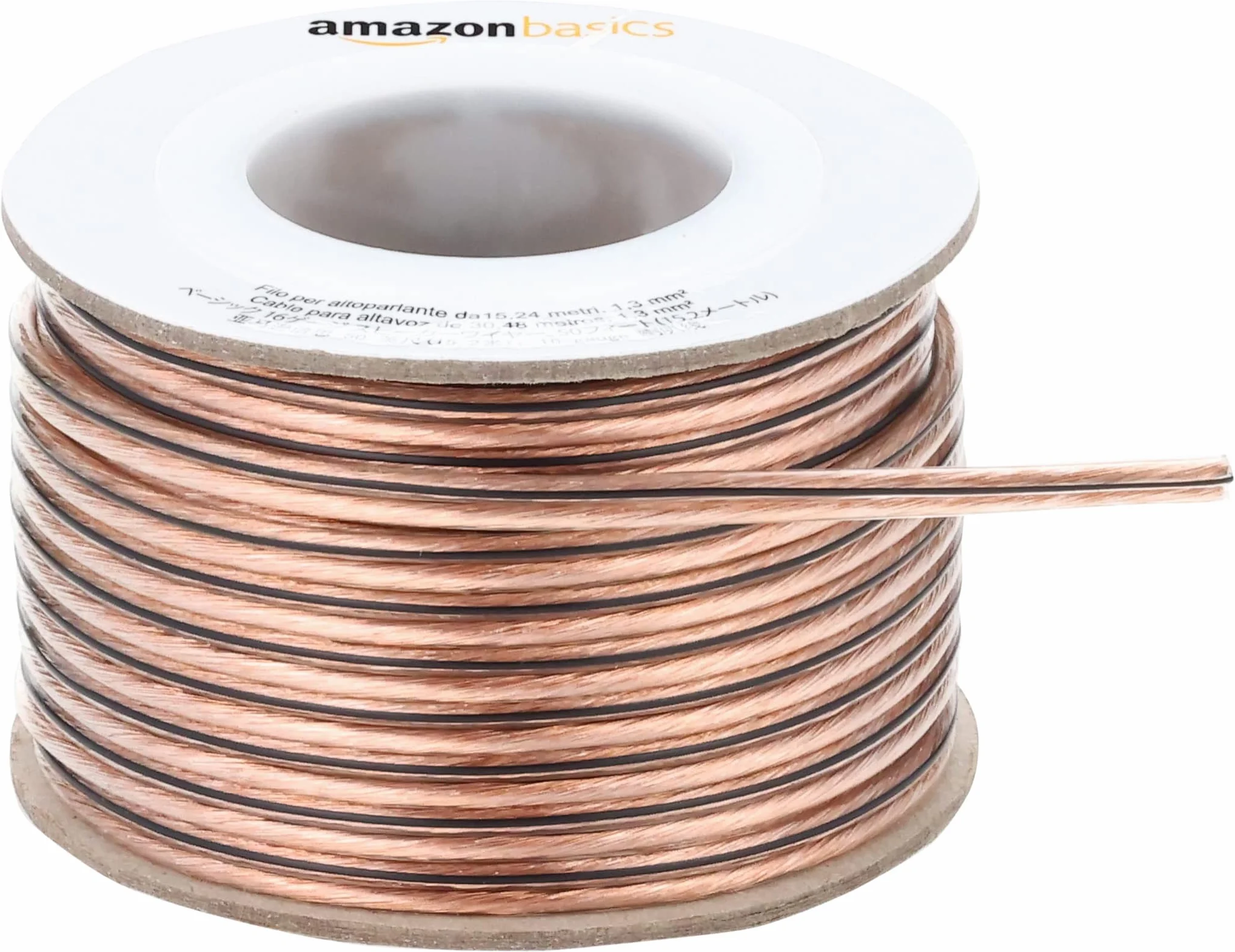 Amazon Basics Cable para altavoz de calibre 16 (50 Feet, 15.24 m, 1.3 mm)