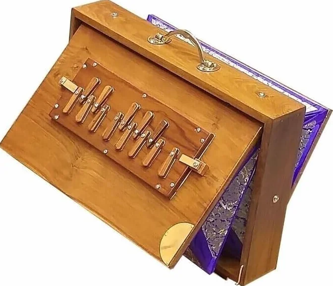 Shruti Box Musical Instrument, Teak Wood Swar Peti, Shruti Box for Yoga, Chant (440 Hz, Size: 15" X 10" X 3")