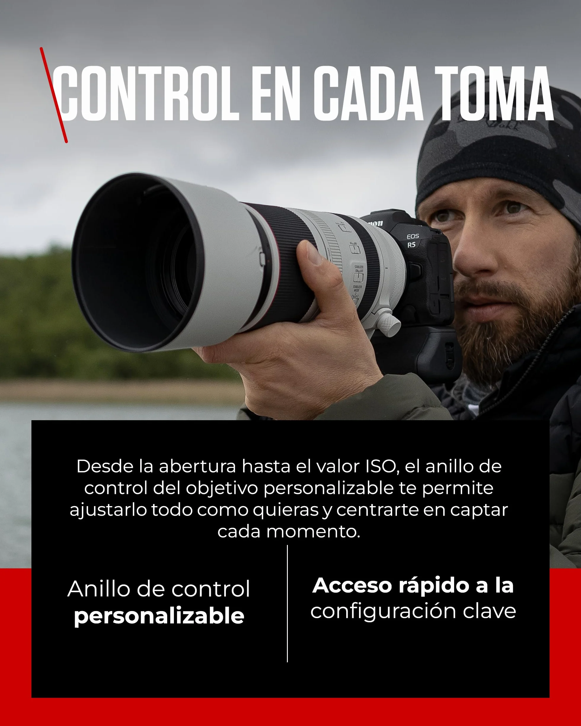 Canon Objetivo RF 100-500mm F4.5-7.1L IS USM - Lente Zoom Teleobjetivo Serie L, Ideal en Viaje y Naturaleza, Ligero, AF de Motores USM y estabilizador óptico 5 Pasos, Compatible Sistema EOS R, Negro