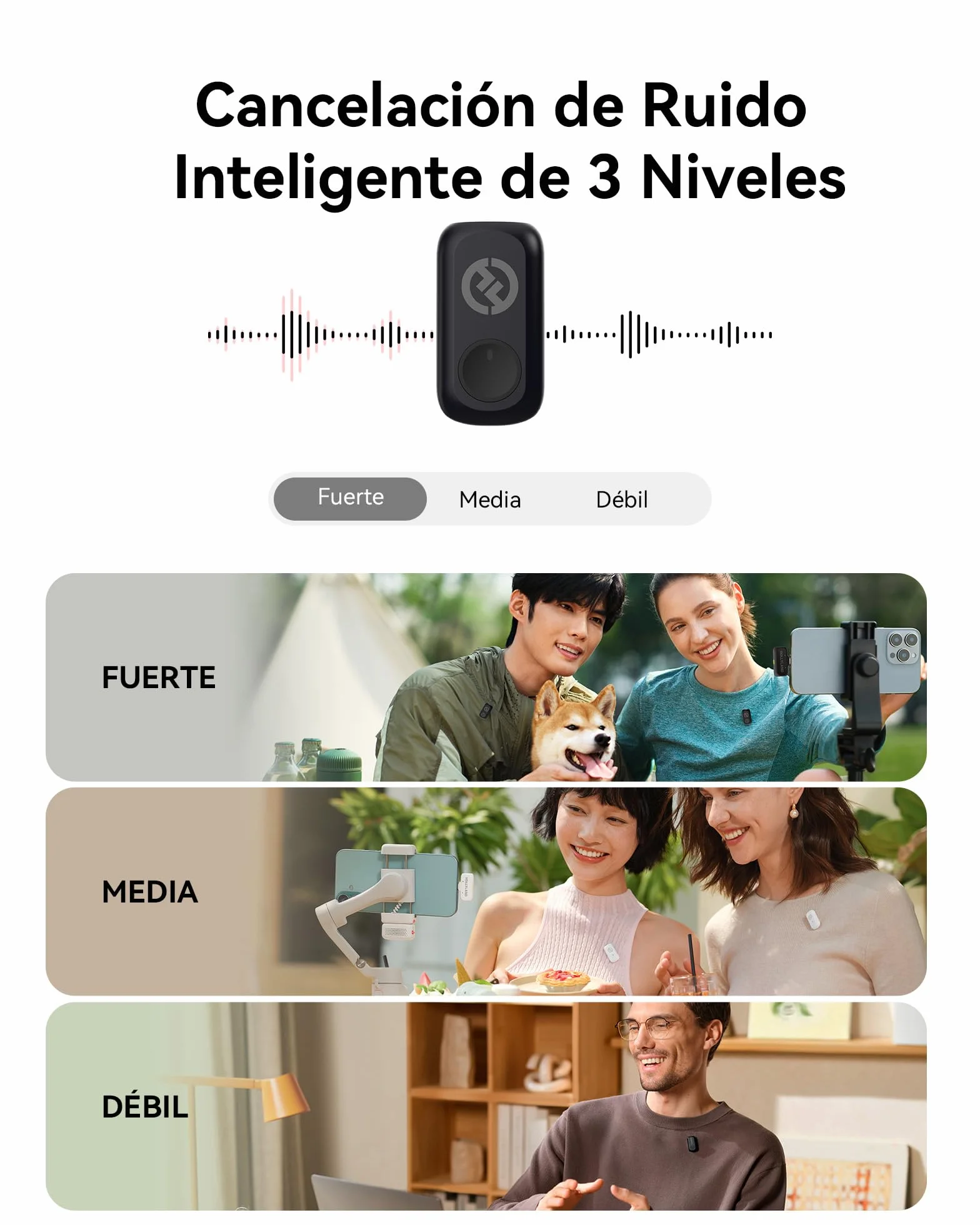 Hollyland Lark A1 Duo - Mini micrófono inalámbrico para iPhone 15/16 y Android (2 TX + USB-C RX + Estuche de Carga), micrófono magnético para Youtube, TikTok, podcasts y entrevistas (Negro)