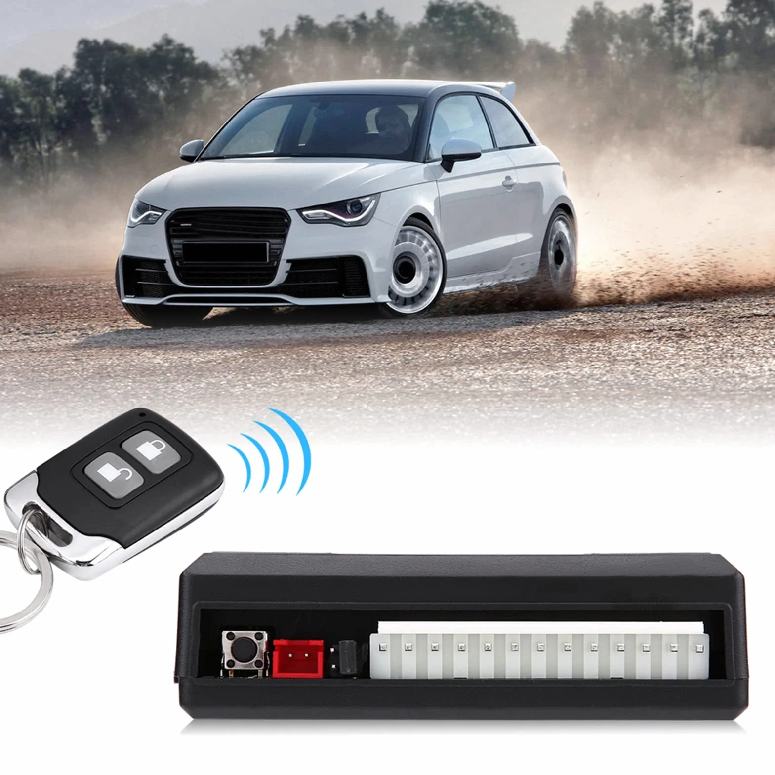 Sistema de Entrada sin Llave para Automóvil, Alarma Coche con Arranque 80 Metros 12V Universal Kit Control Central Remoto Liberación Cerradura Puerta Maletero Actualización Cierre Centralizado