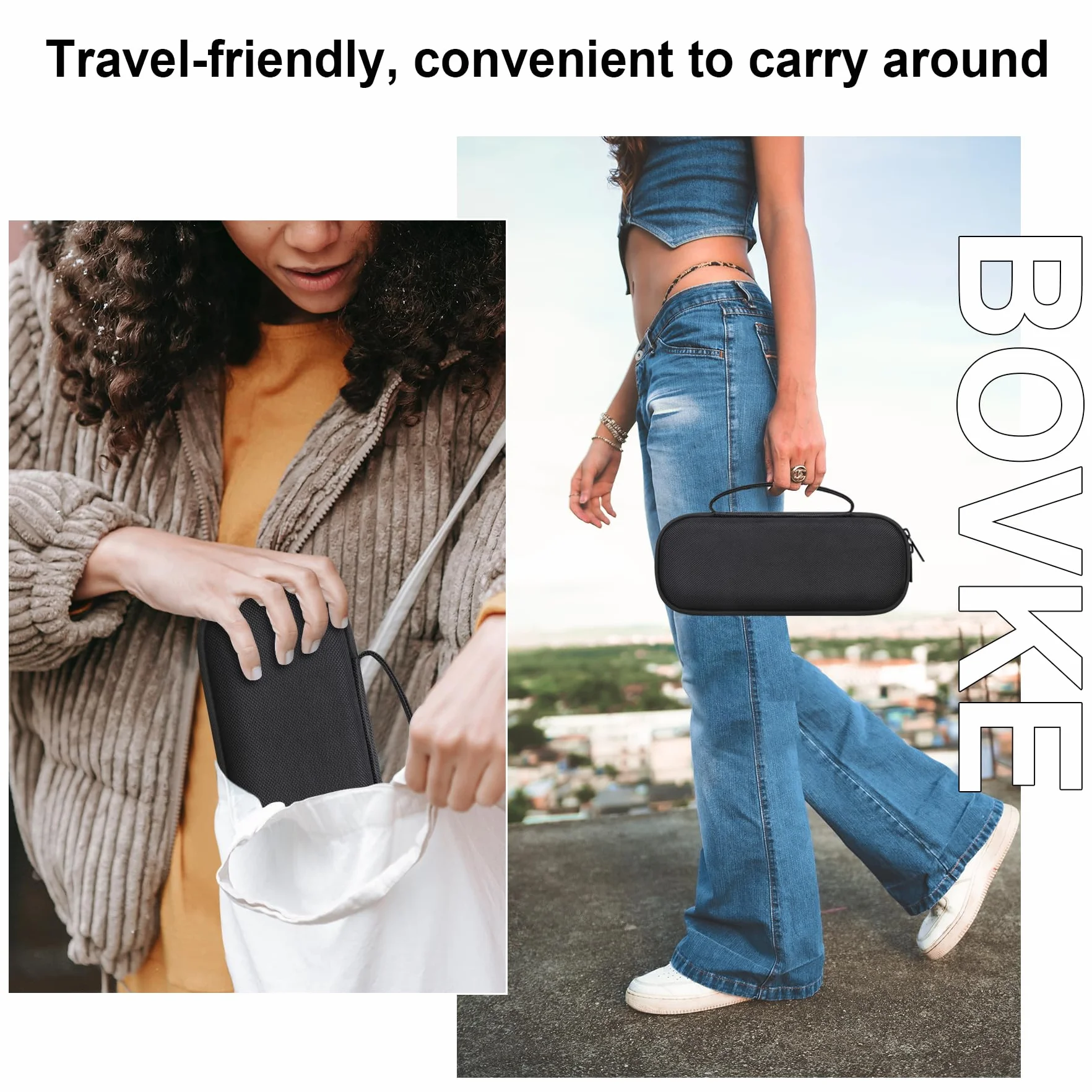 BOVKE Carrying Case for Beats Pill - Portable Bluetooth Speaker, New Beats Pill Wireless Speaker Travel Holder Bolso con Bolsillo de Malla Extra para Cables de Carga, Accesorios, Negro