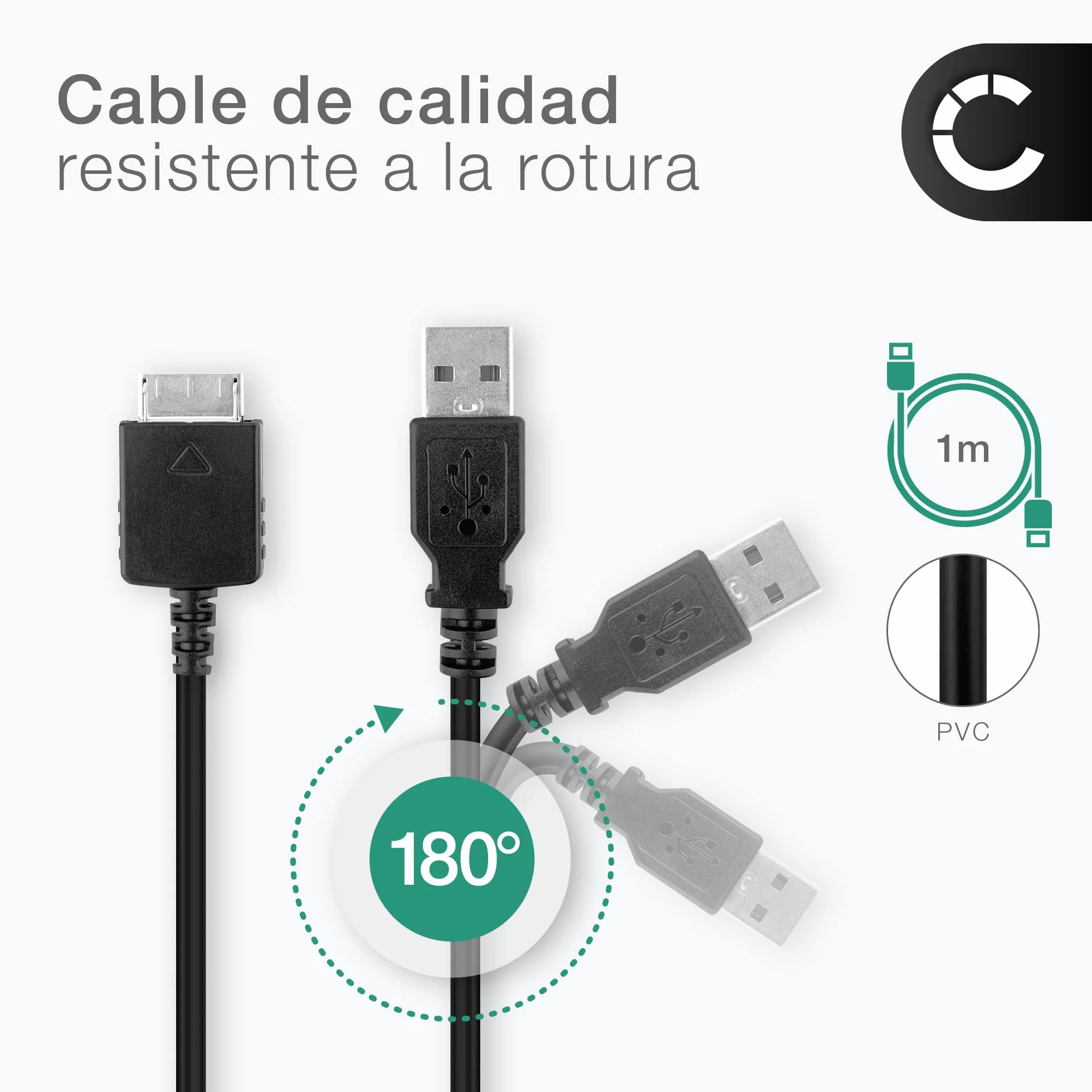 subtel WMC-NW20MU Cable de datos USB 2.0 para reproductor MP3 1m negro compatible con Sony Walkman NW-A55L NWZ-ZX2, NWZ-A15, A10, NWZ-A816, A818 Cable Carga 1A Conector Walkman a USB A