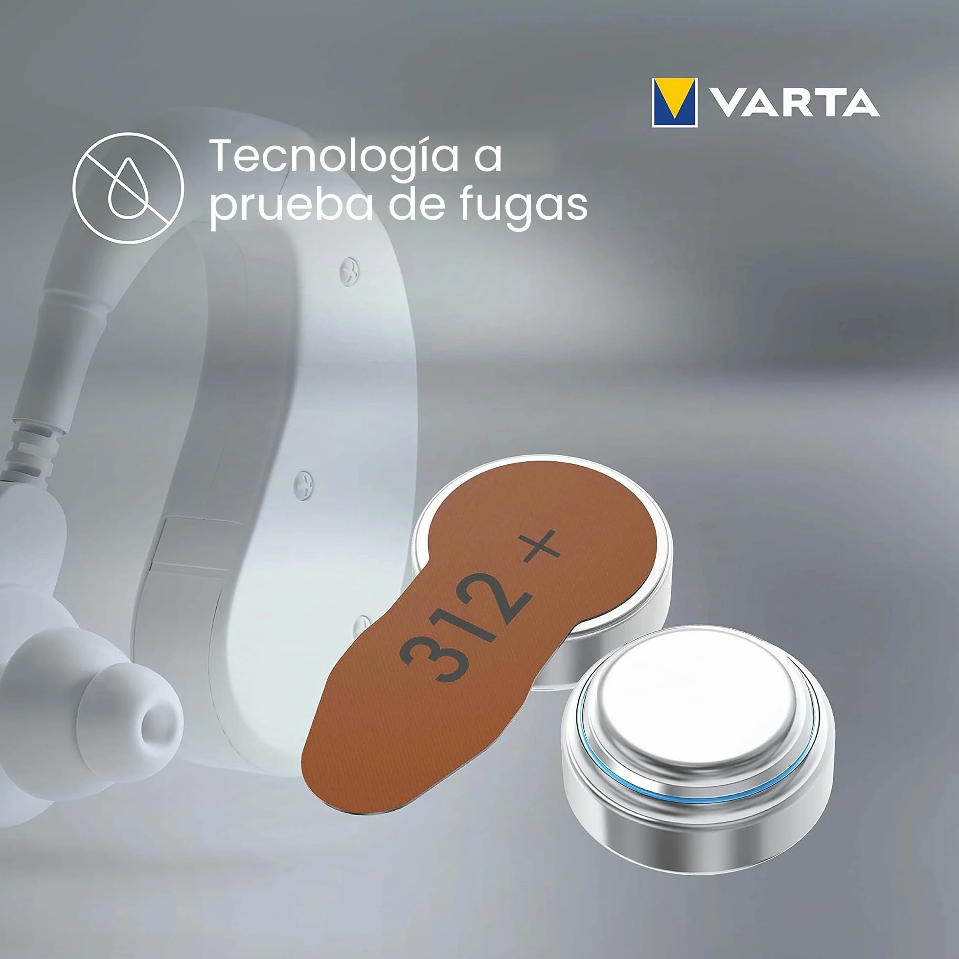 VARTA Pilas para aparatos auditivos tipo 312 marrón, paquete de 60, Power on Demand, Made in Germany