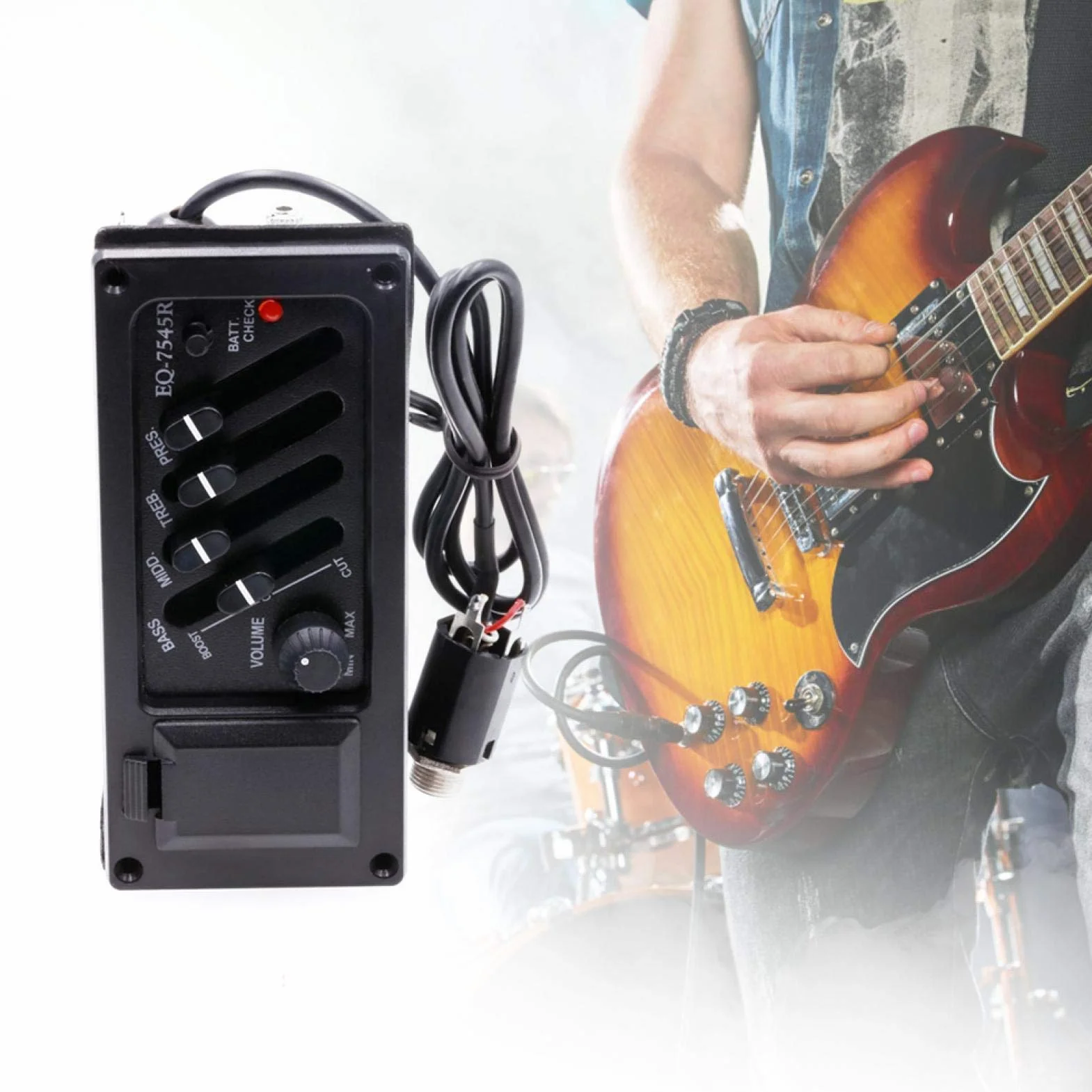 Pastilla de guitarra clásica 7545R, pastilla de guitarra acústica, control de volumen de 4 bandas para guitarras clásicas Guitarra acústica Guitarras populares