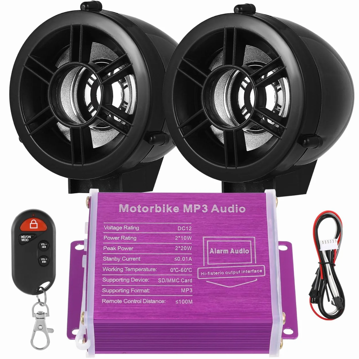 OUNONA Altavoces para motocicleta, amplificador, sistema de sonido de audio, sistema de sonido de radio para motocicleta