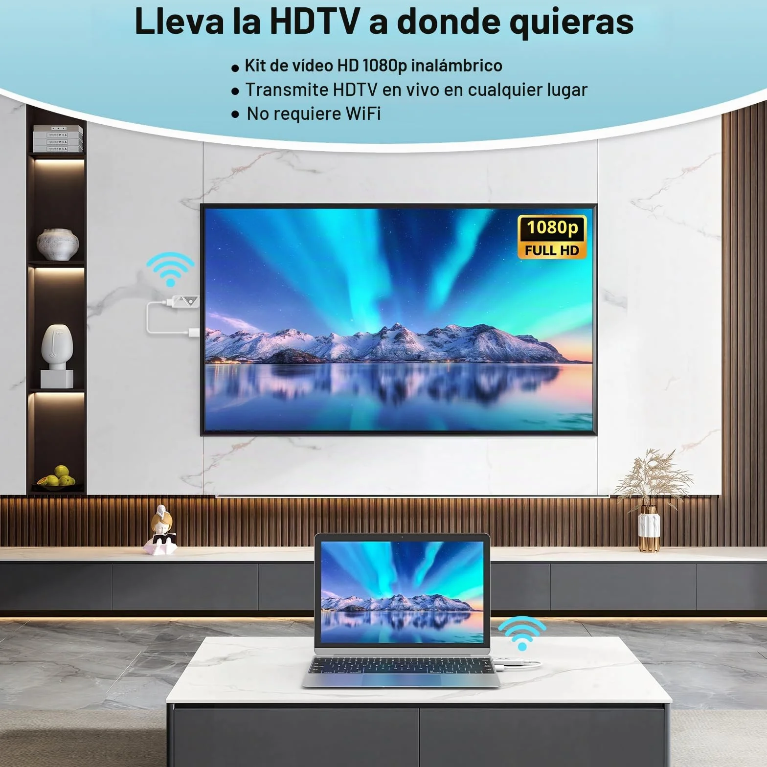 HDMI Inalámbrico Transmisor y Receptor, Wireless 2,4G/5G para PC/Portátil a Monitor/TV/Proyector, Plug & Play