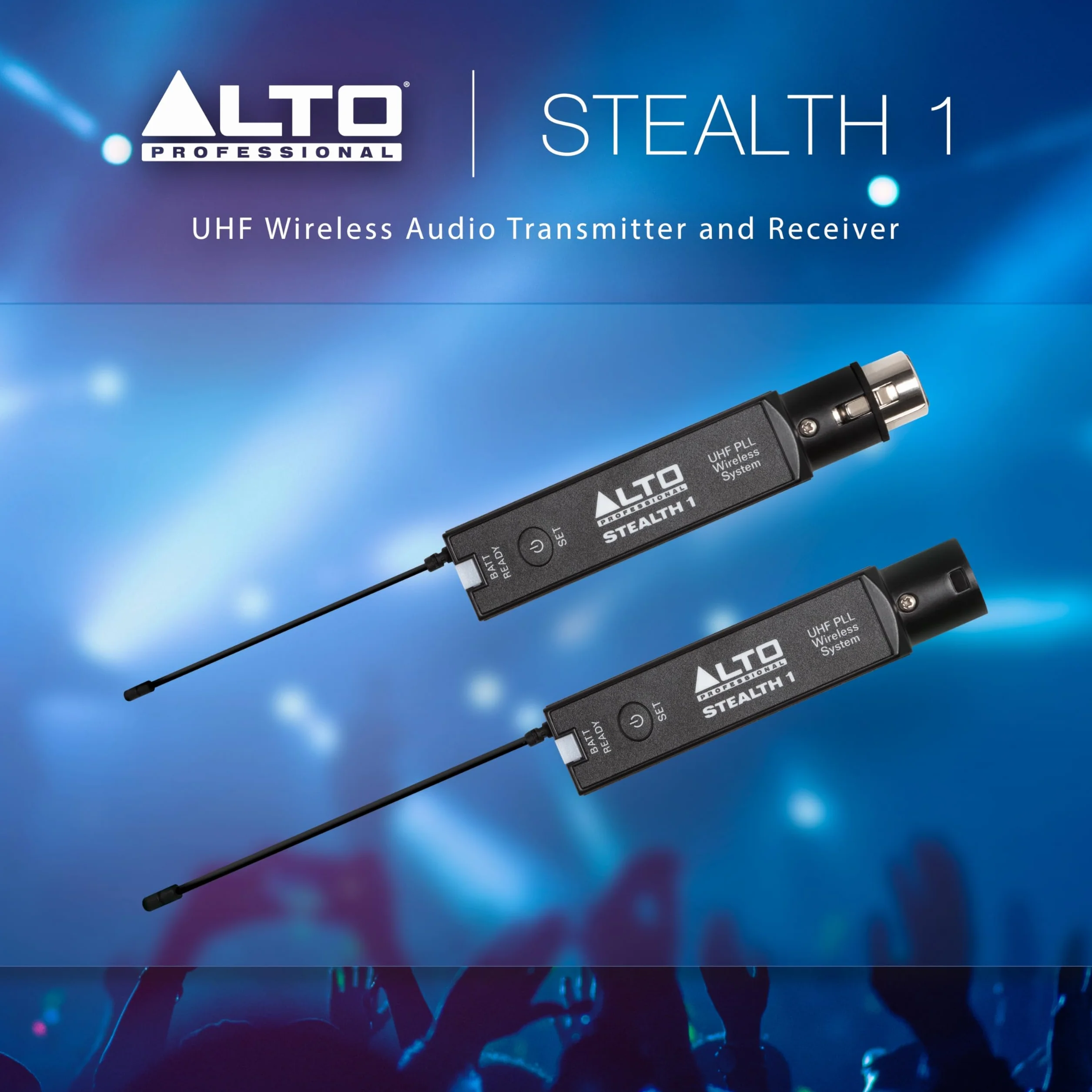 Alto Stealth 1 Sistema de Audio Inalámbrico Mono XLR UHF, Transmisor/Receptor para Altavoces Autoamplificados, Mesa de Mezclas y Micrófonos Dinámicos