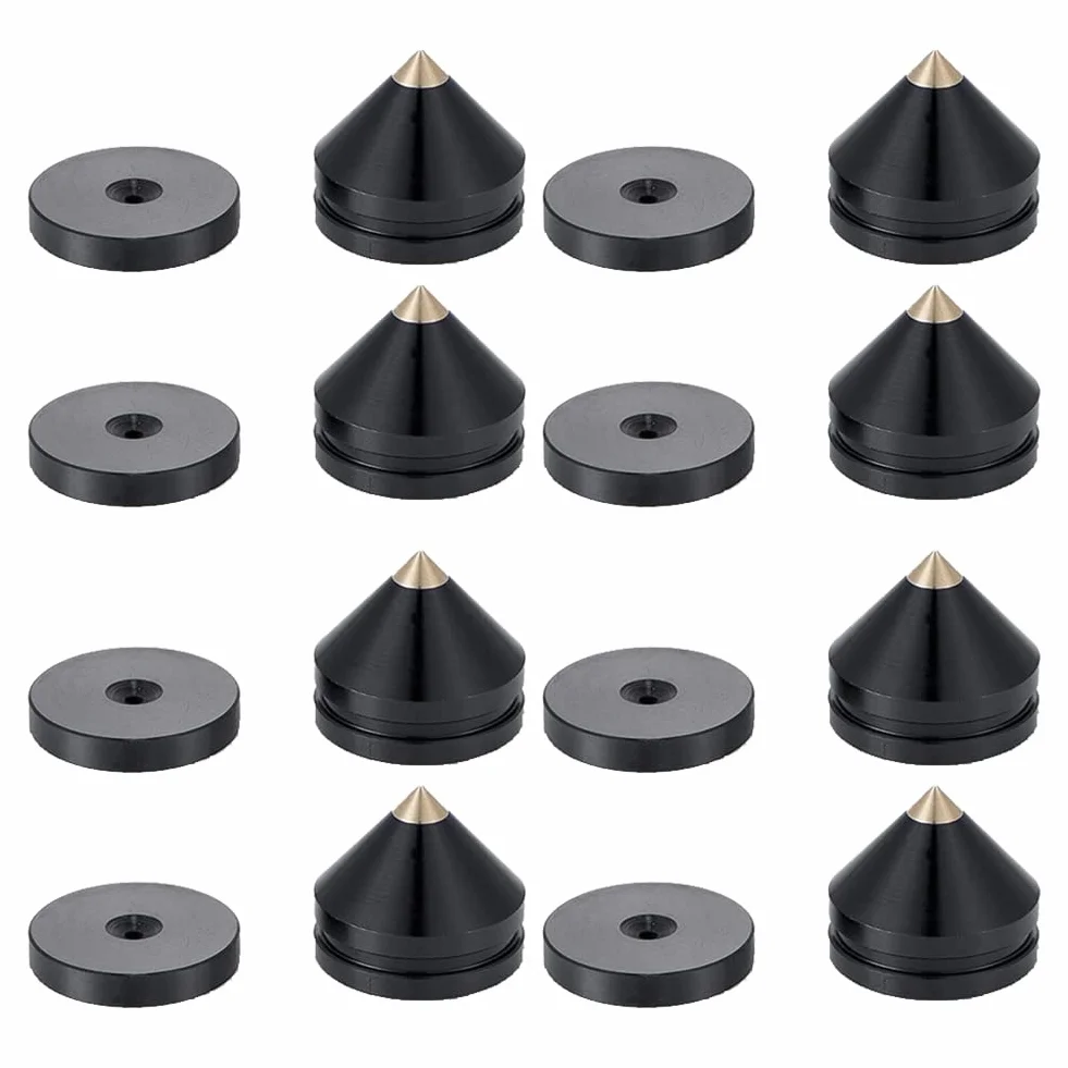 8 puntas para altavoces, de aleación de aluminio de alta calidad, patas de suelo con placas de absorción de impactos, clavijas para altavoces para dispositivos HiFi, tocadiscos, altavoces