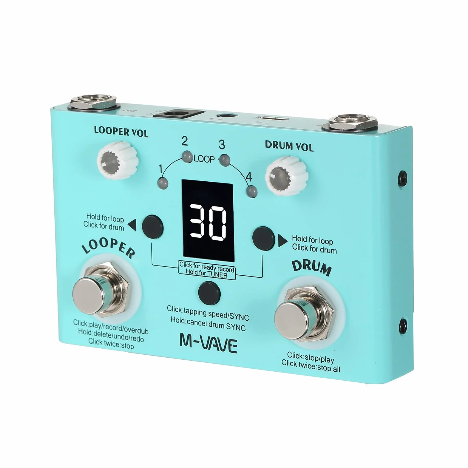 Looper de pedal doble, modelo 407667031, sintonizador de alta precisión, bucle de 11 minutos, 30 tipos de tambor, 9,5 x 5,5 x 0,7 cm, aleación de zinc, alimentado por USB