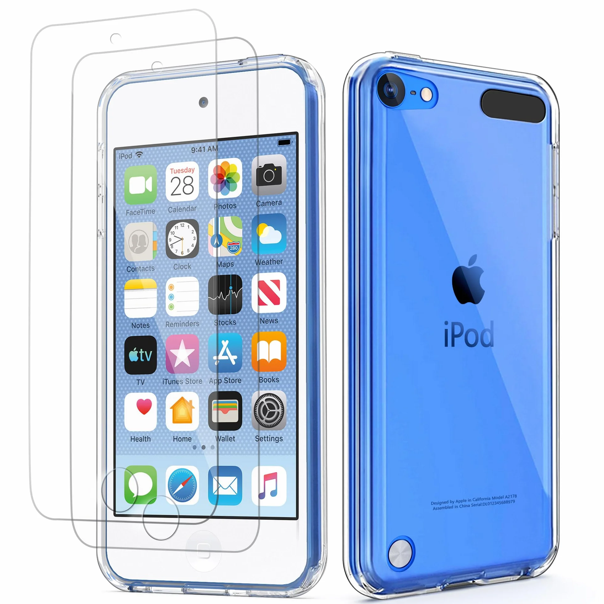 ULAK Funda iPod Touch 7, iPod Touch 5/6 Carcasa con 2 películas Protectoras Híbrido Clear Slim Cubierta de la Suave Resistente a Rayones Absorción de Choque Caso para iPod Touch 5/6/7 - Transparente
