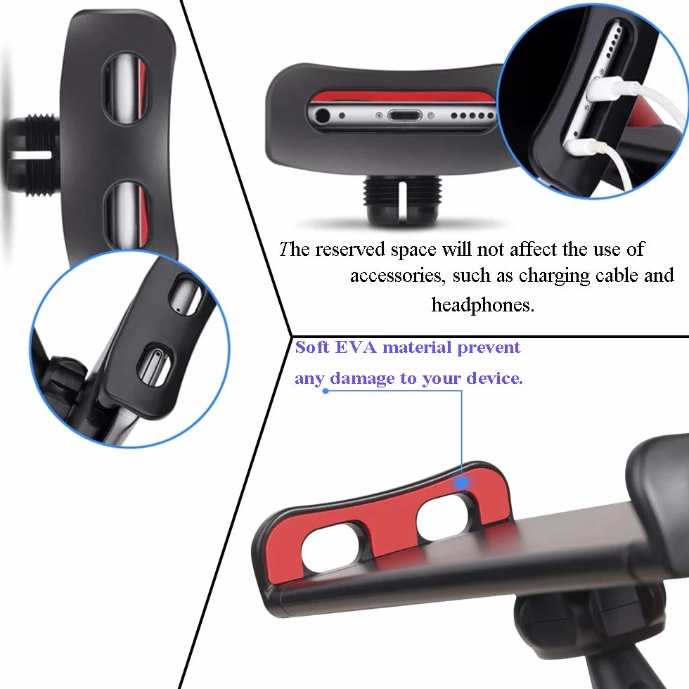 Soporte Tablet Coche Soporte para Reposacabezas Sporte del Asiento Trasero Soporte Base Ajustable 360° Antideslizante para 4"-11" Pulgada Tablets Smartphones Ipads E-Reader【Negro】