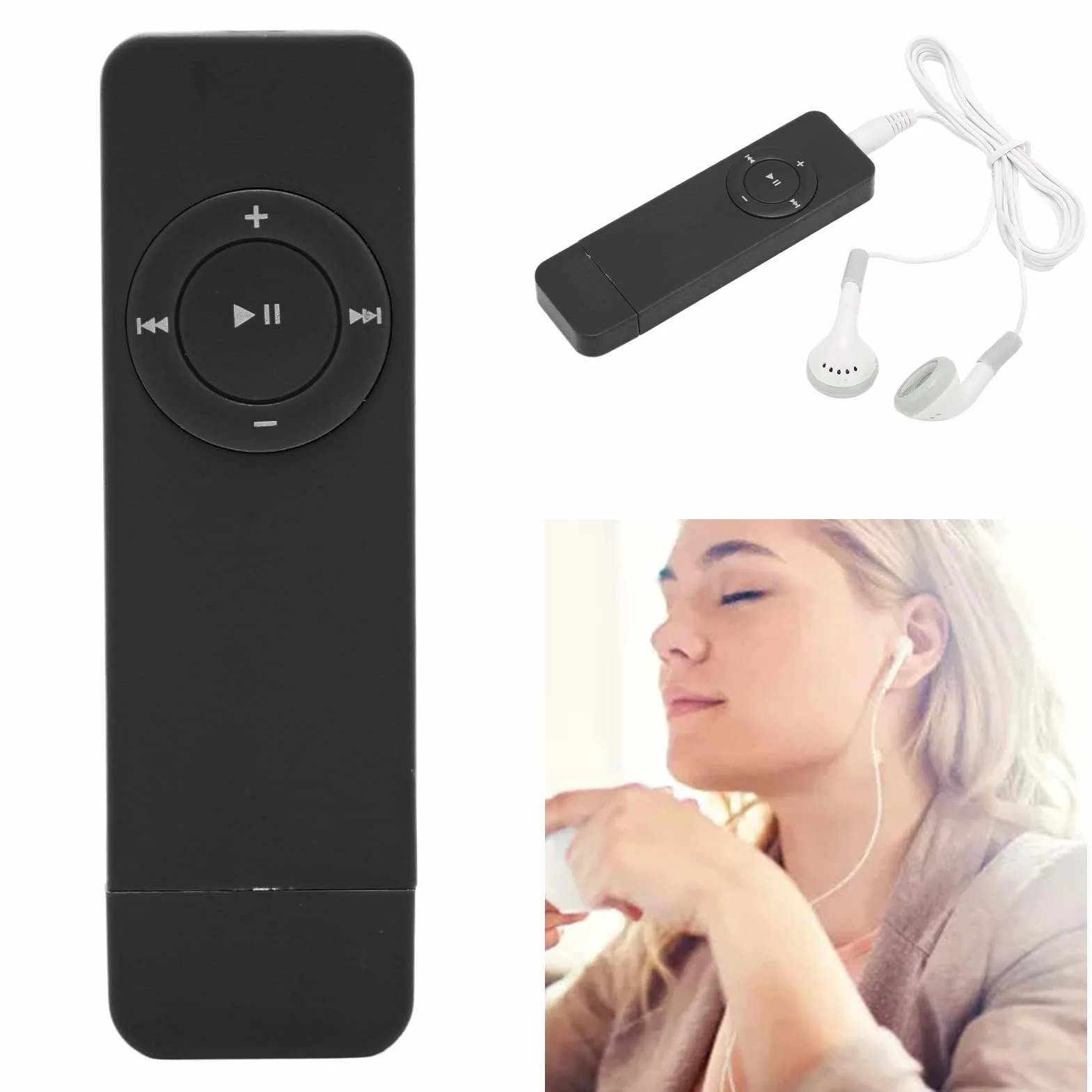 ASHATA Reproductor de MP3, Reproductor de MP3 de Música Digital sin Pérdida Portátil de 64 GB, Reproductor de Música MP3 de Sonido de Alta Fidelidad Portátil, Mini Reproductor de Libros(Negro)