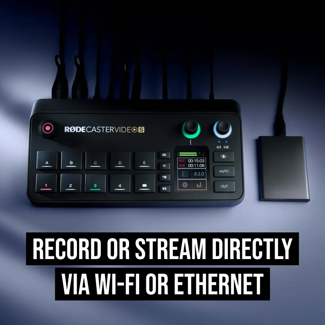 RØDE RØDECaster Video S – Conmutador de vídeo para podcasts y Interfaz de Audio – Multicámara, 4 entradas de Video (HDMI y USB), 1080p60, Escenas de múltiples Fuentes
