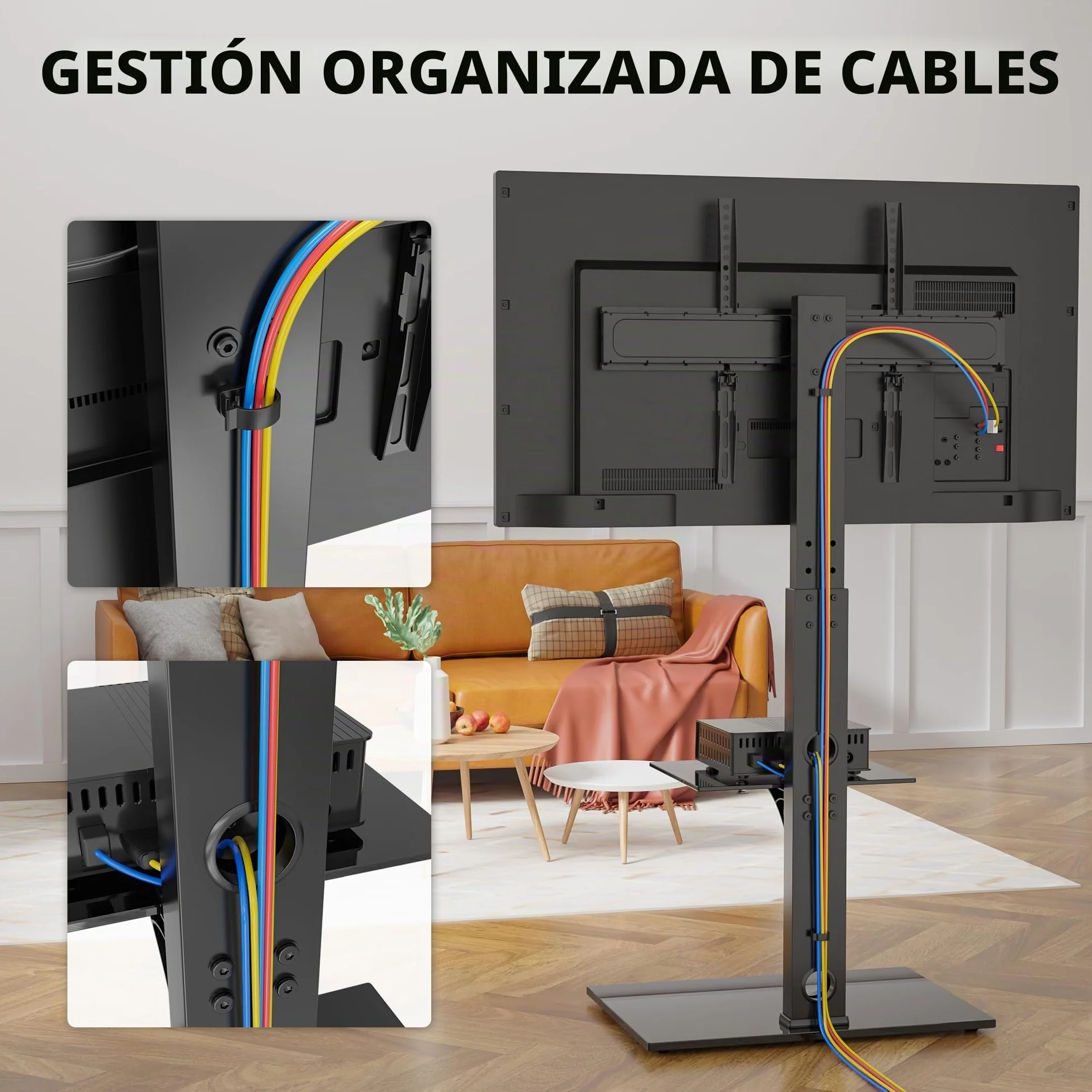 BONTEC Soporte TV Pie Universal 30-70 Pulgadas de Plasma LED OLED LCD, Ajustable en Altura, Soporte TV Suelo con Estantes de Vidrio Templado de 2 Niveles, hasta 40 Kg, VESA MÁX. 600x400 mm