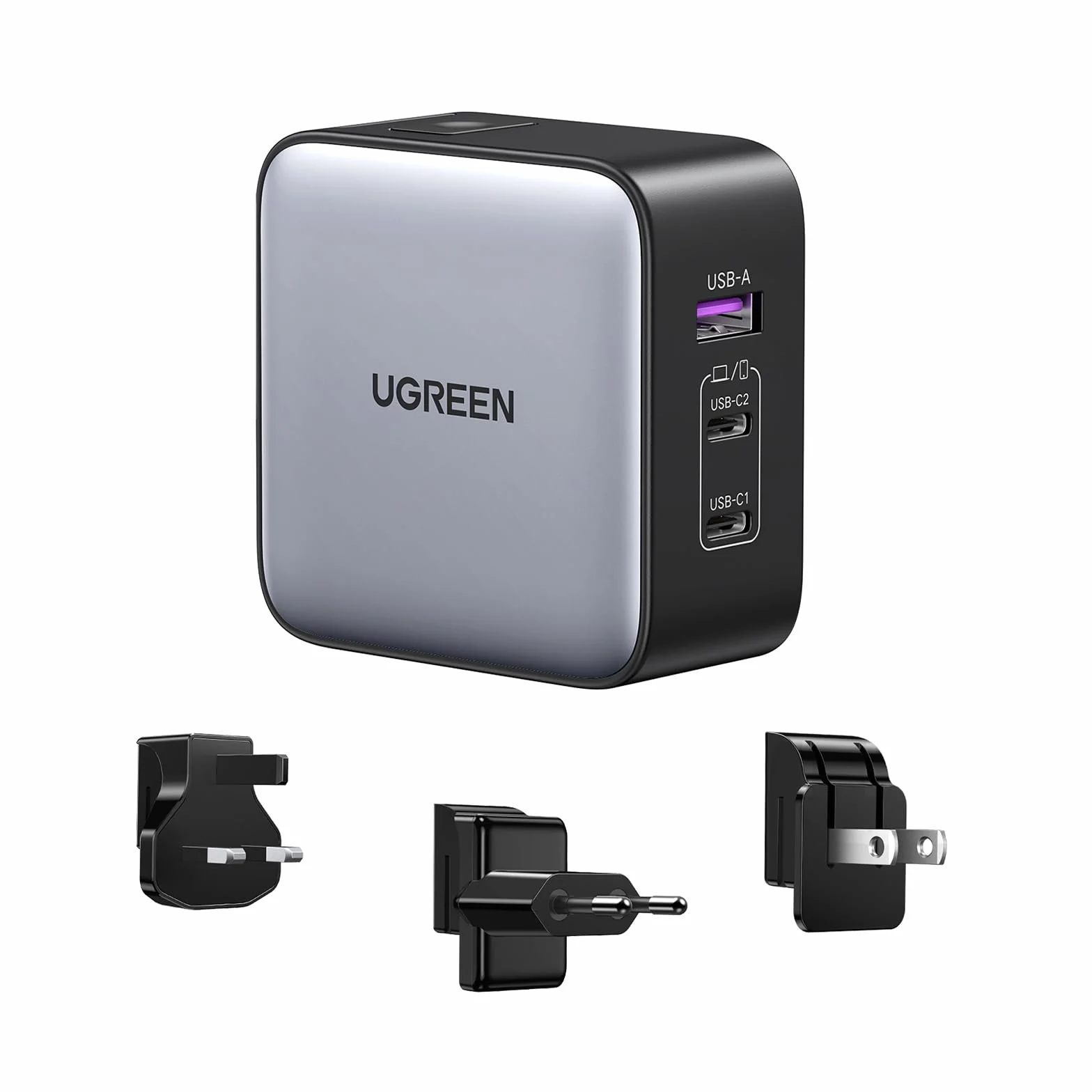 UGREEN Nexode 65W Cargador USB C de Viaje GANcon Adaptadores Internacionales Universales Compatible con MacBook Pro/Air iPad iPhone 17 Pro MAX Air 16 15 14 13 Galaxy S26 25 24 Pixel 10
