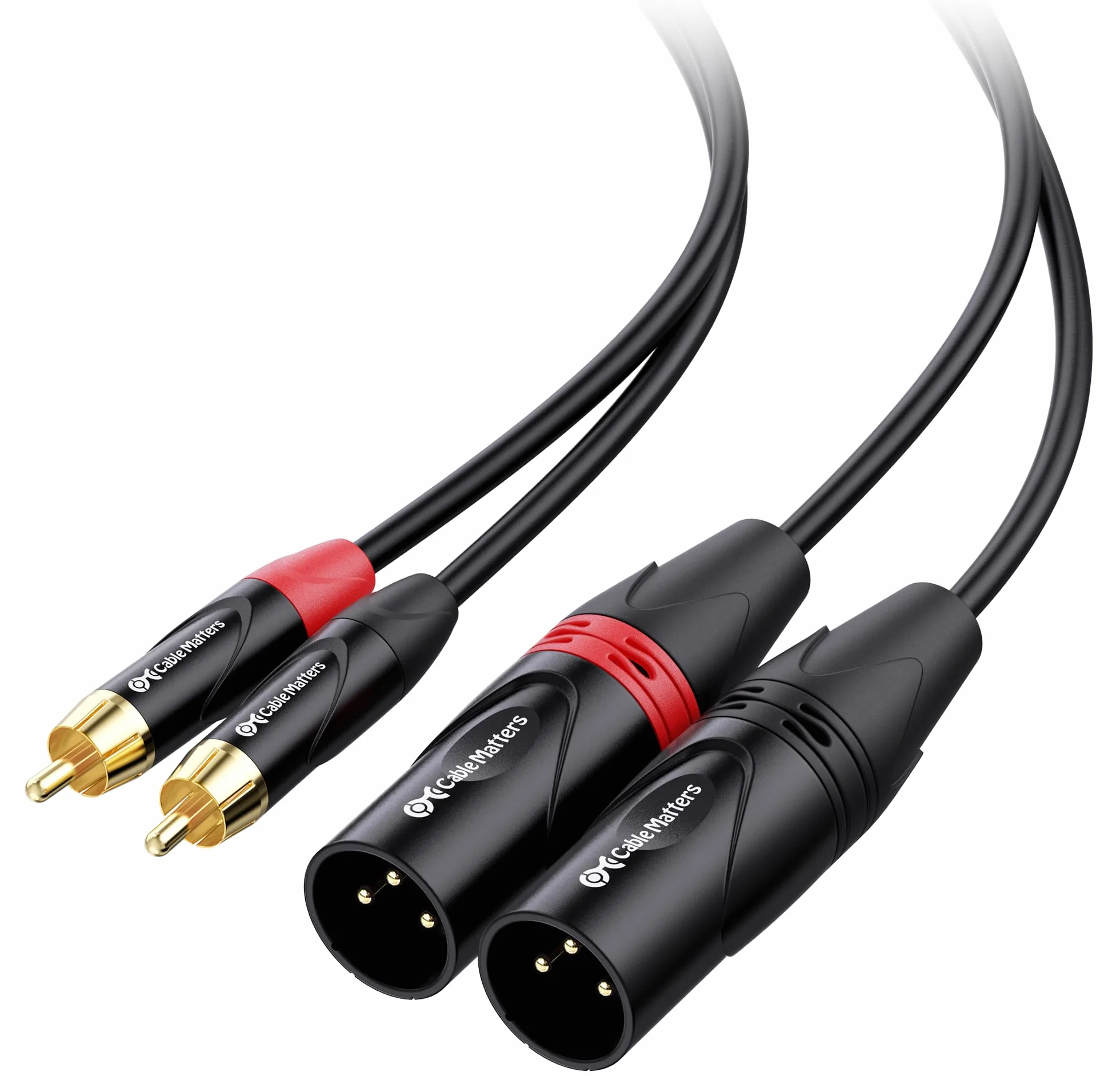 Cable Matters Cable de interconexión doble RCA a XLR desequilibrado de 1,8 m, 2 RCA a 2 XLR macho