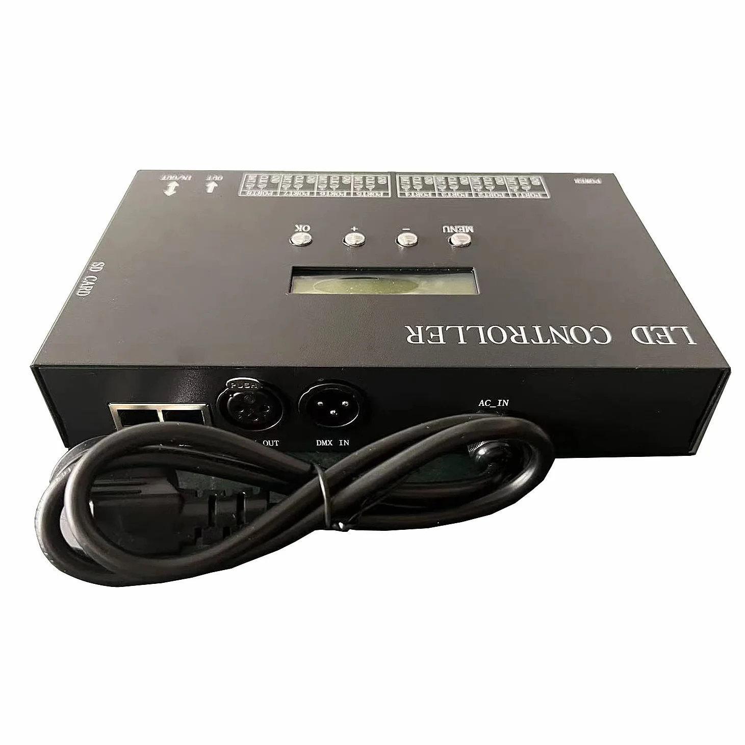 Controlador LED H807SA compatible con Art-Net, soporta un máximo de 8192 píxeles, 8 salidas, con consola DMX o dirección establecida para chips DMX