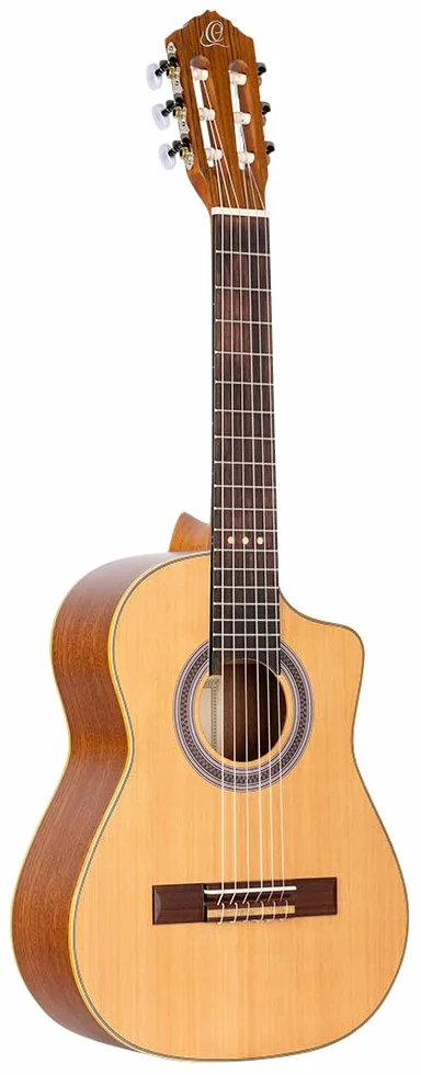 Ortega Requinto Series Guitarra acústica 6 cuerdas - Tapa de cedro, RQC25