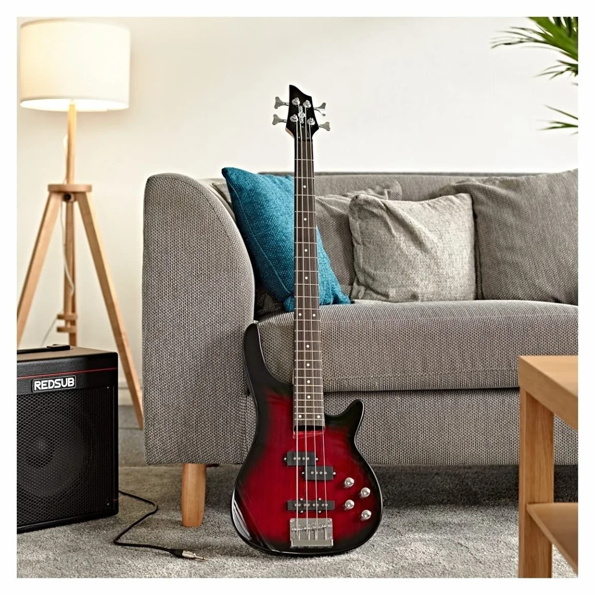 Gear4music Bajo Electrico Chicago con Amplificador para Principiantes