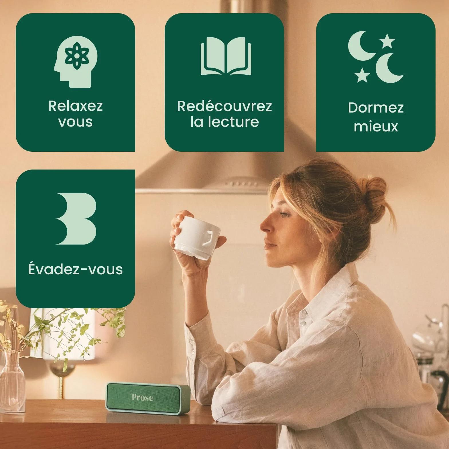 Prose Lector de libros de audio con 1 libro incluido, dispositivo sencillo sin smartphone, idea de regalo