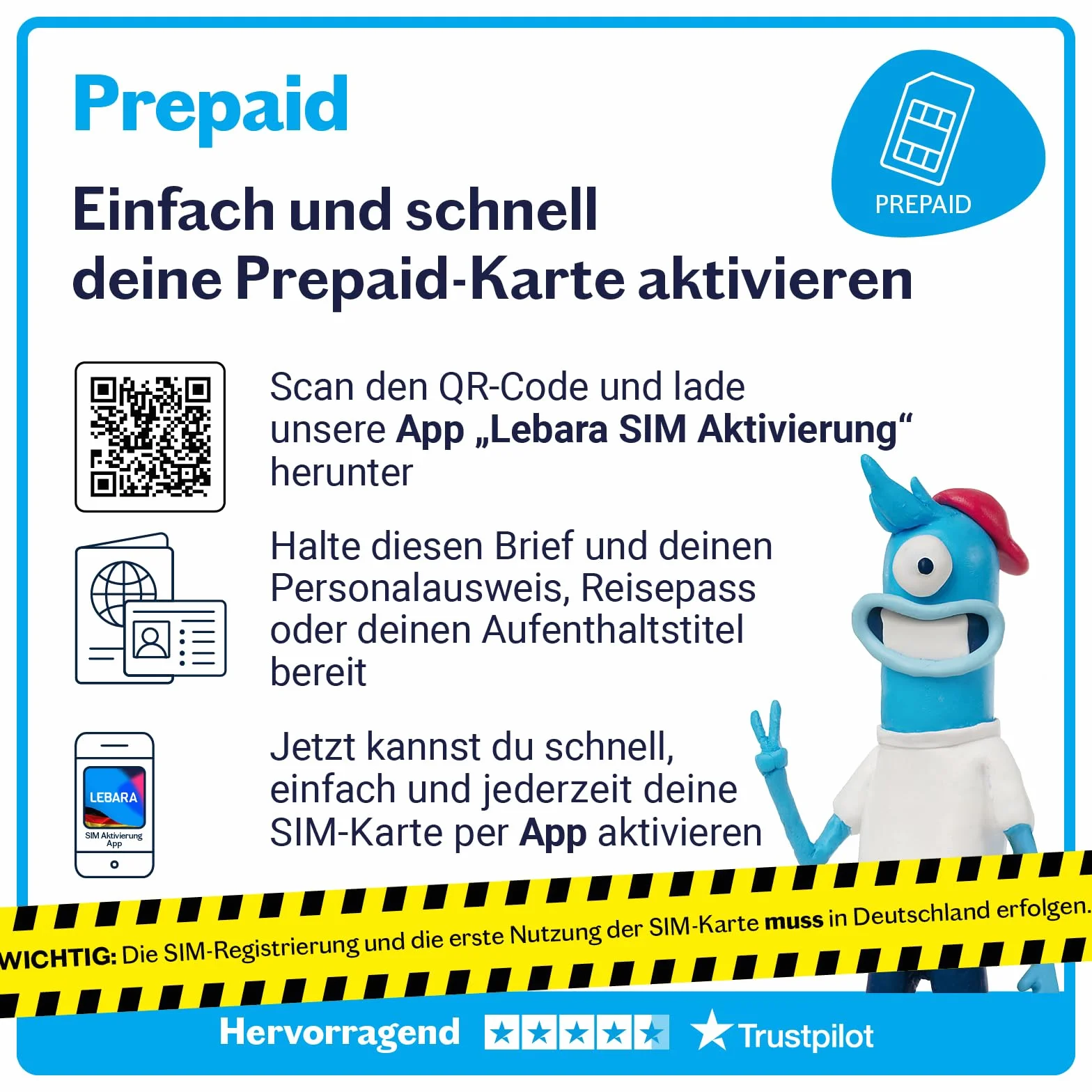 Lebara Tarjeta SIM prepaga 10 € crédito inicial sin contrato