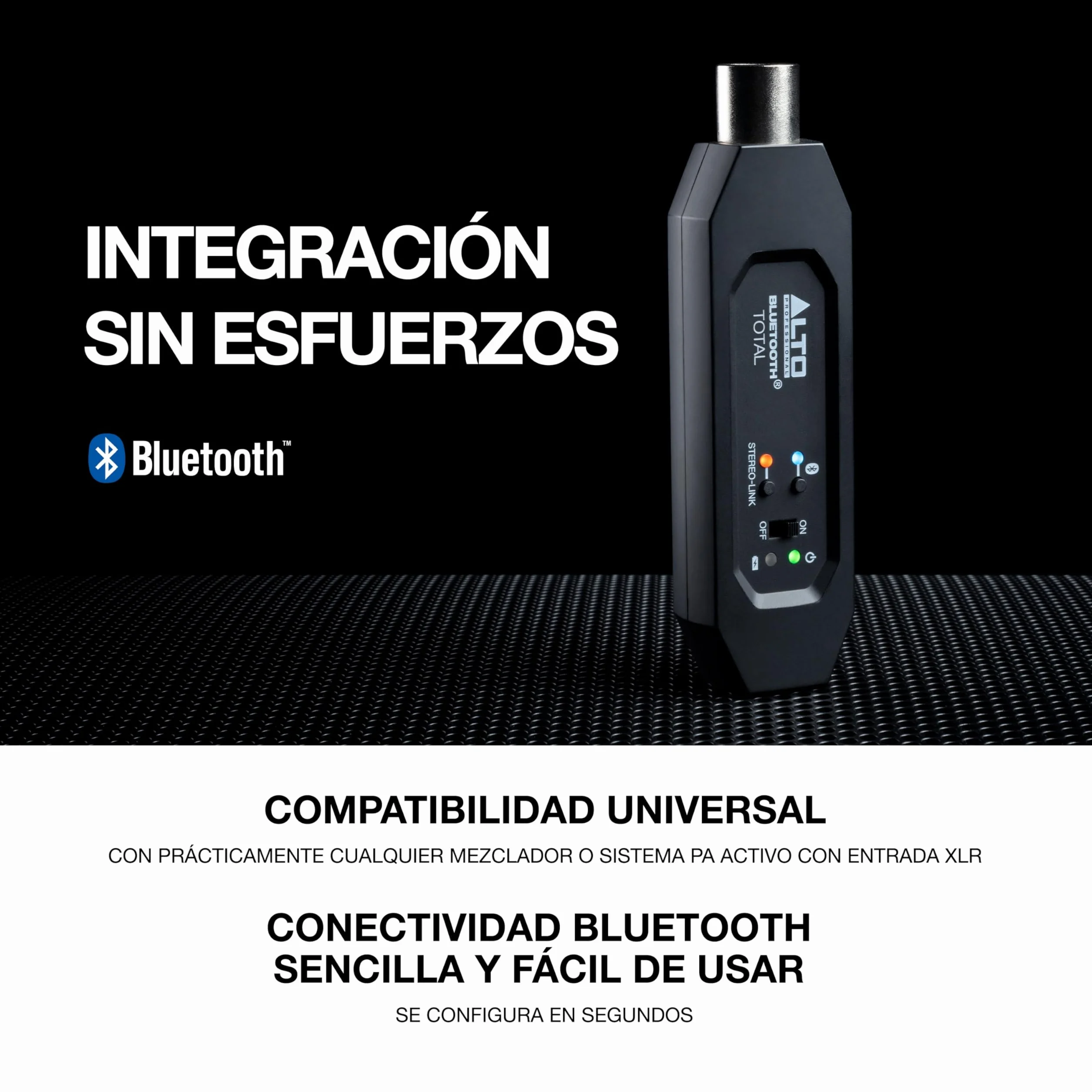ALTO Bluetooth Total 2 Receptor Bluetooth Recargable con XLR para Mesa de Mezclas y Equipos de Sonido