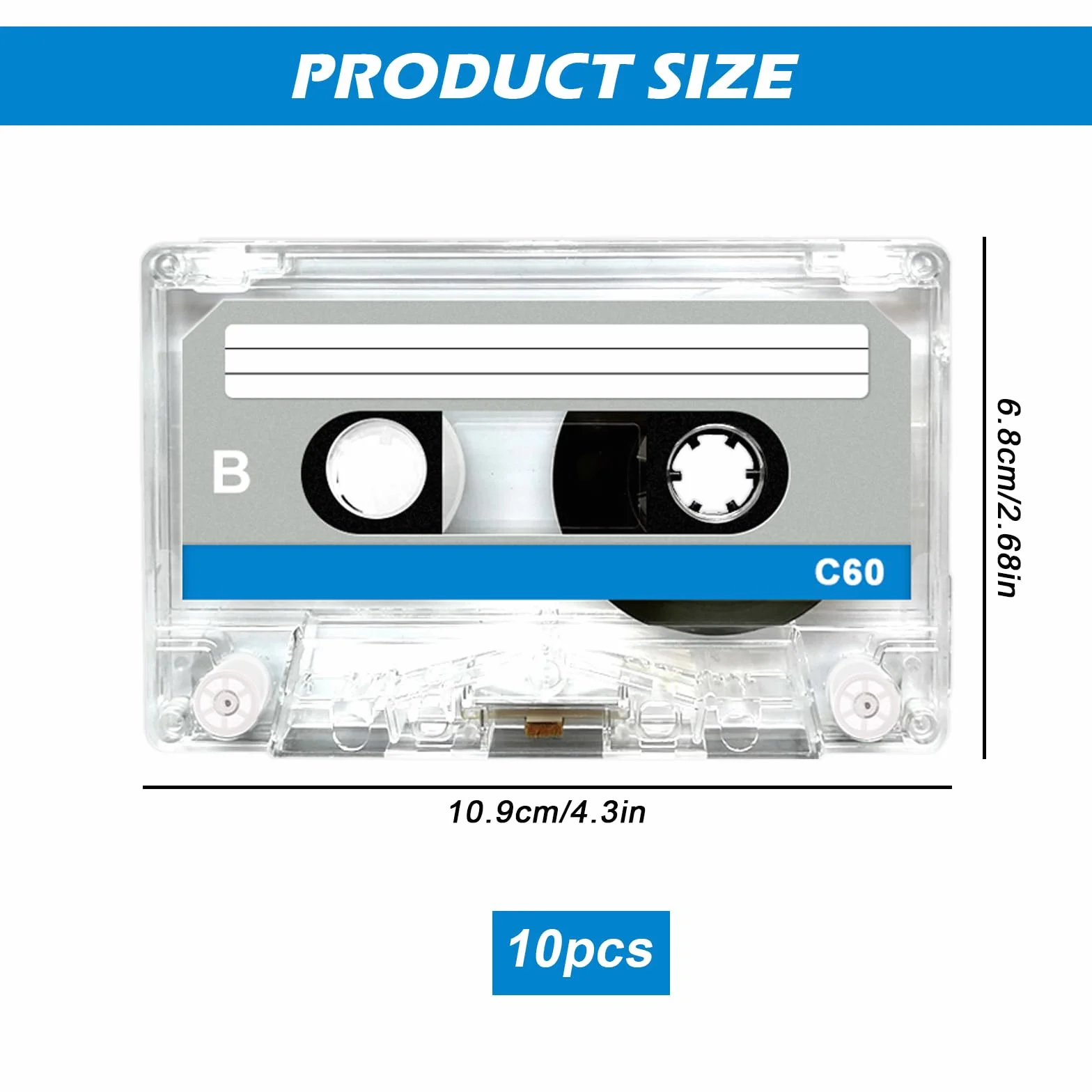 Cassettes de Audio Vacíos 60 min, 10 Unidades para Grabación y Conferencias