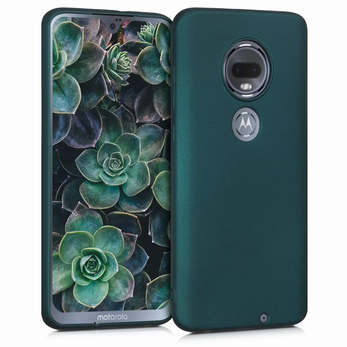 kwmobile Funda Motorola Moto G7 Moto G7 Plus Carcasa TPU Silicona Ultrafino Antigolpes Bordes elevados Carga inalámbrica Metalizado