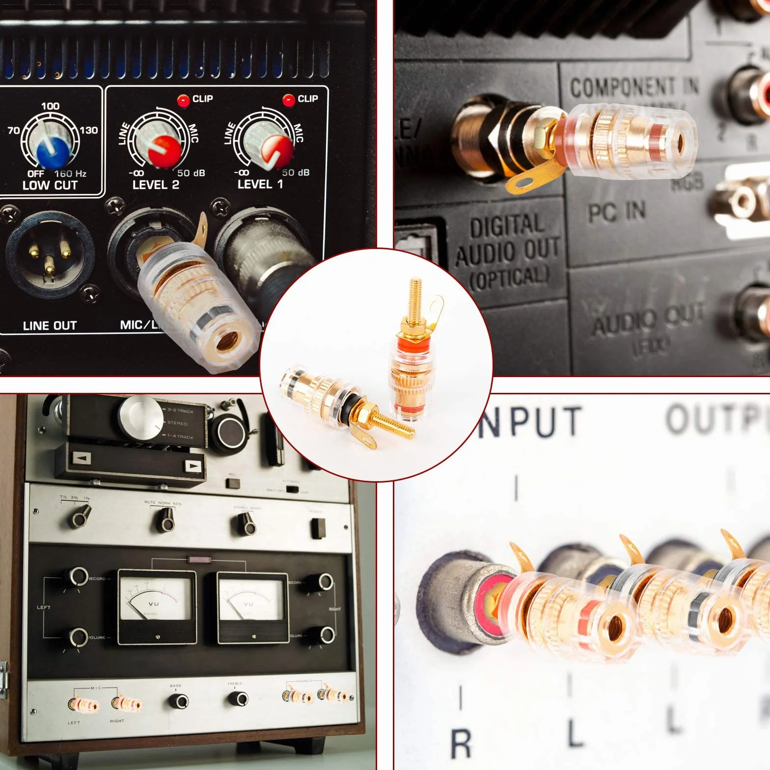 WANGCL 2 terminales de banana para altavoz, terminal de banana para columna de enlace de cristal de audio, terminal de altavoz