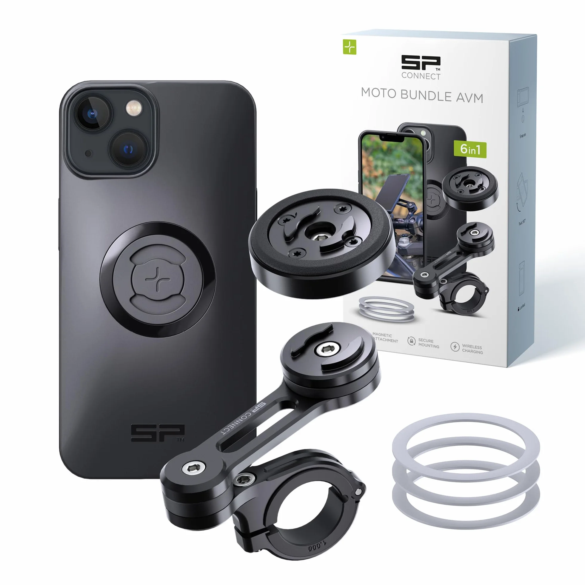 SP CONNECT Soporte para móvil de Moto con módulo antivibración | SPC+ | para iPhone 14/13 para Moto | ciclomotor | Accesorio para Todos los teléfonos Inteligentes como iPhone Samsung