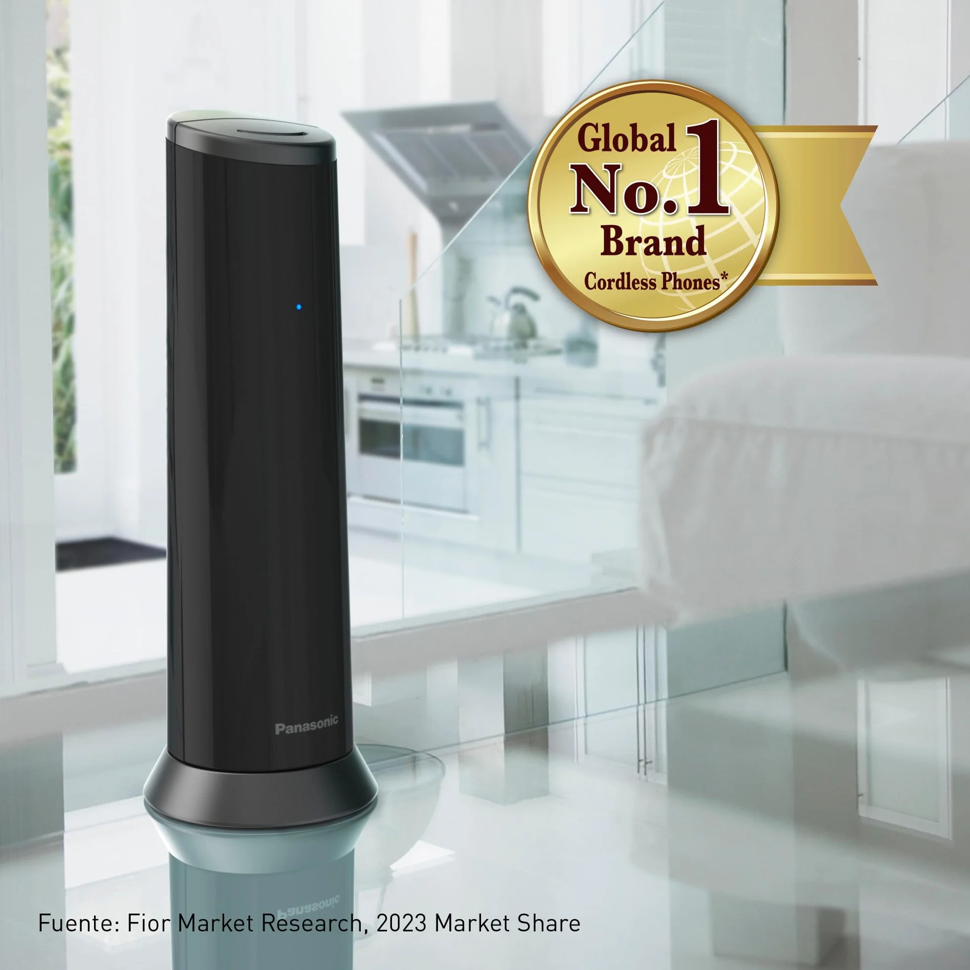 Panasonic KX-TGK210SPB Teléfono Inalámbrico Digital, Altavoz Manos Libres, LCD Blanco, Negro