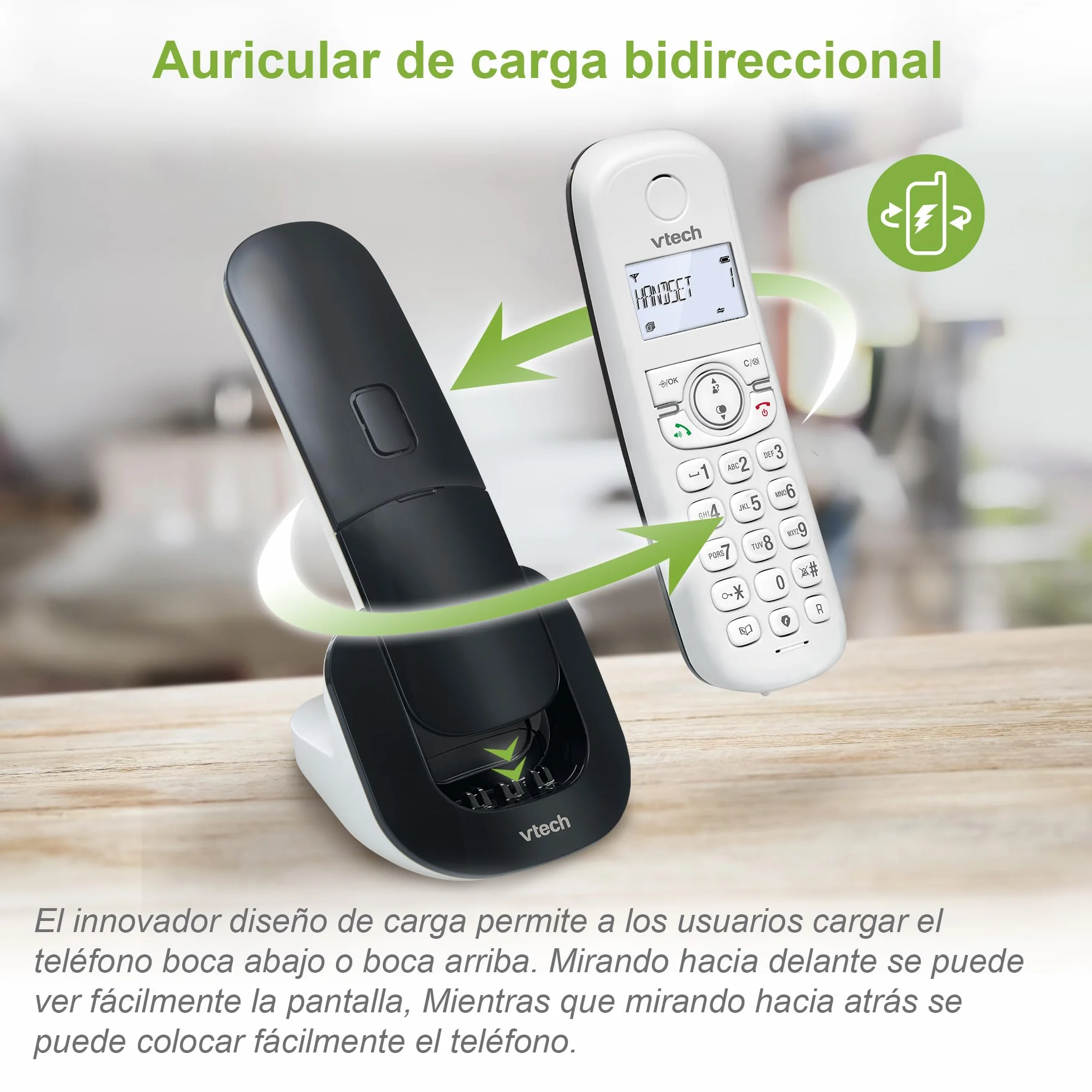 VTech CS1501 DECT Teléfono inalámbrico duo con cargador doble, manos libres, bloqueo de llamadas, identificador, pantalla retroiluminada, Blanco
