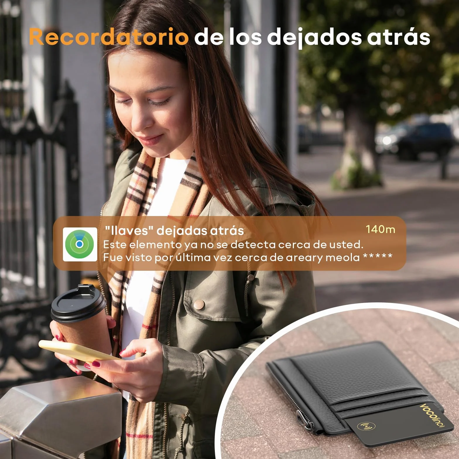 VOCOlinc Wallet Tracker Card Delgado 1.6mm, Smart Tracker Localizador Compatible con Apple Buscar App (Solo iOS, NO para Android), Buscador de Objetos para Cartera, Maletas, Pasaporte, Negro