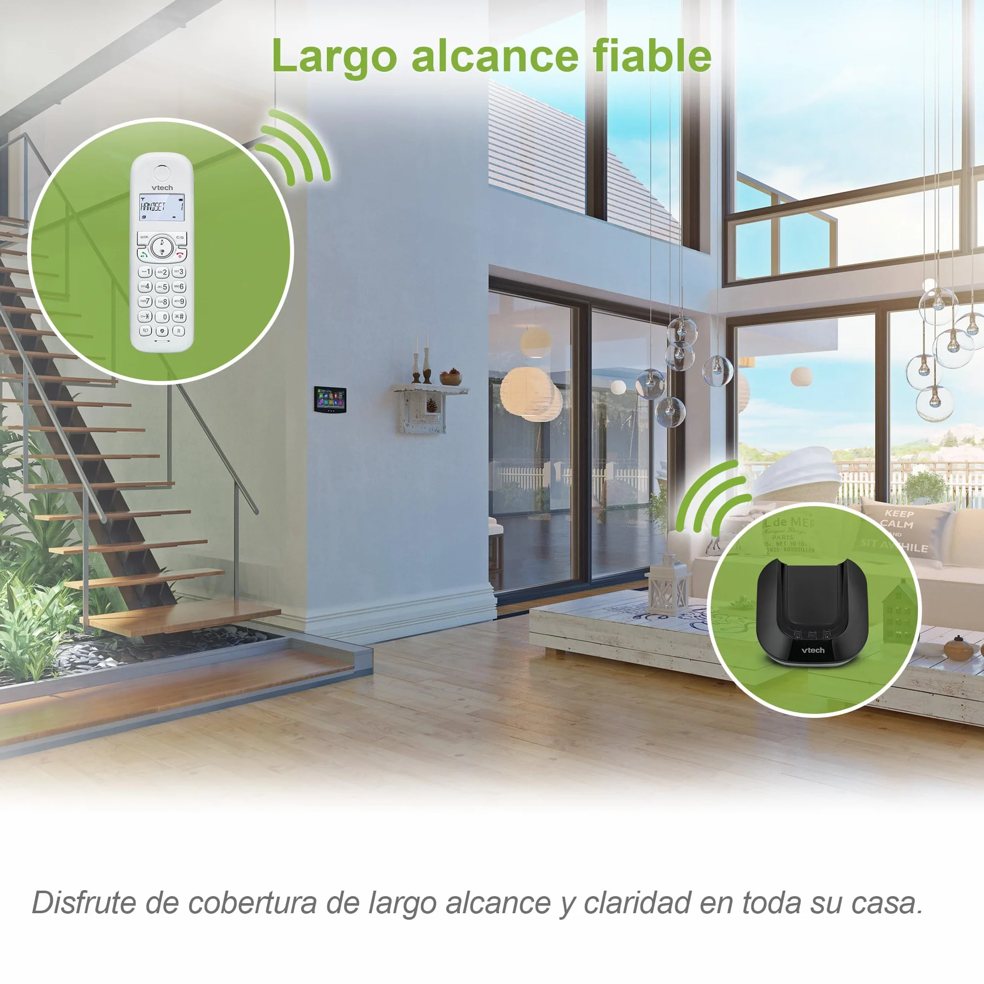 VTech CS1501 DECT Teléfono inalámbrico duo con cargador doble, manos libres, bloqueo de llamadas, identificador, pantalla retroiluminada, Blanco
