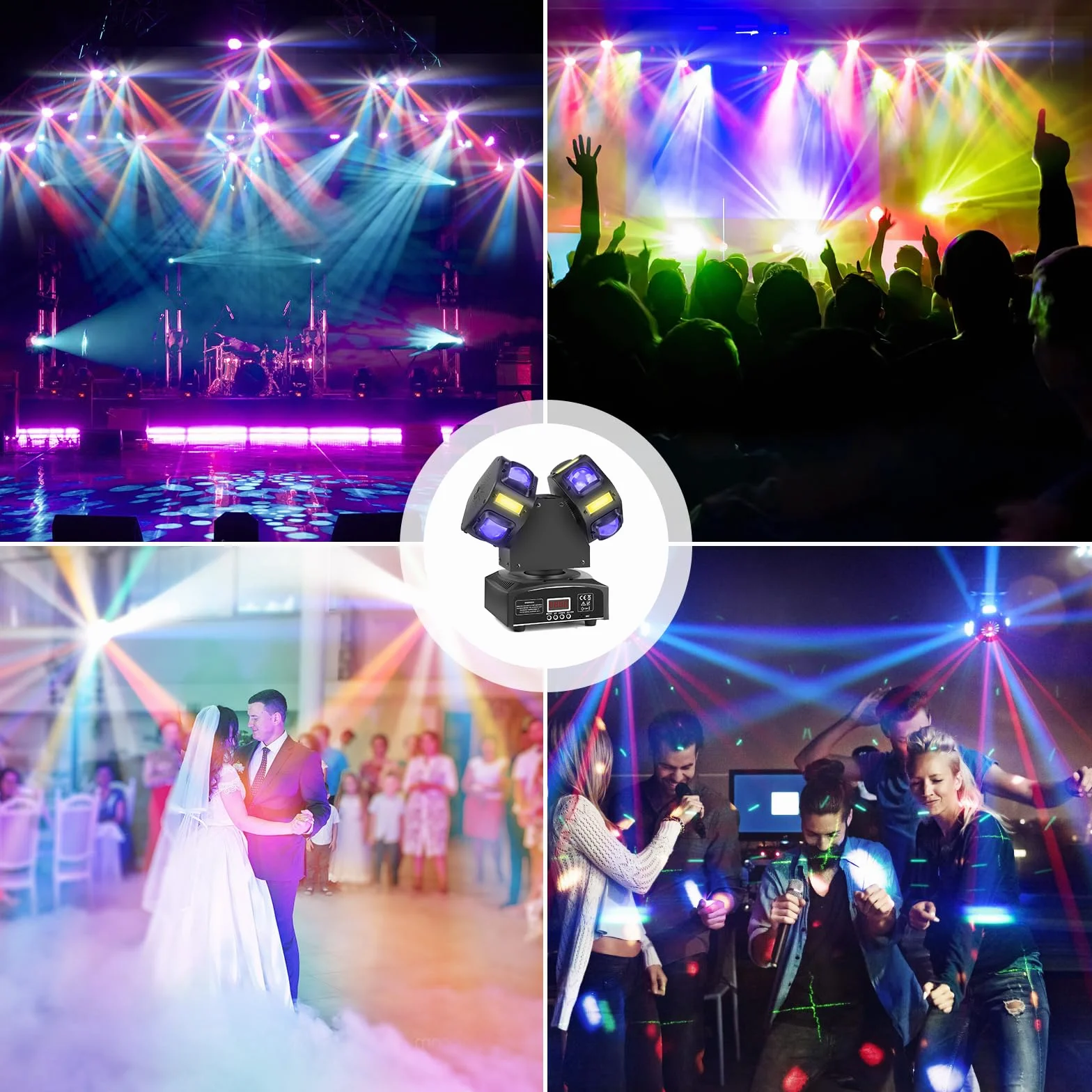 Luz de fiesta de discoteca, cabeza en movimiento, luz LED RGB, proyector DJ, controlado por música, luces de disco DJ, radiador de efectos DMX, para karaoke, reuniones familiares, boda, cumpleaños
