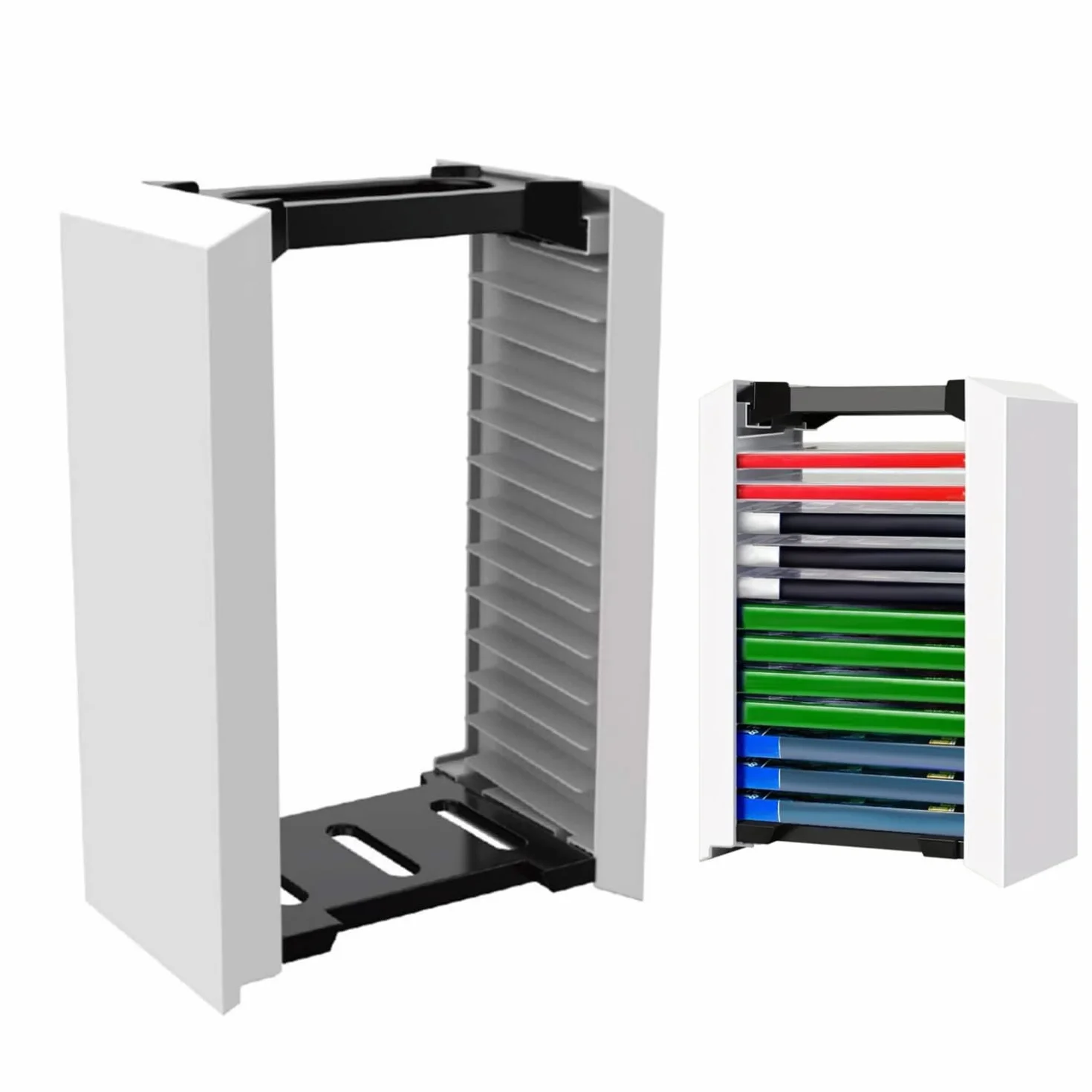 Queen.Y PS 5 Premium Juego Torre de Almacenamiento Soporte Juego Caja de Disco Estante de Almacenamiento 12 Juegos Soporte de Disco Estante de Almacenamiento para Ps5 Discos de