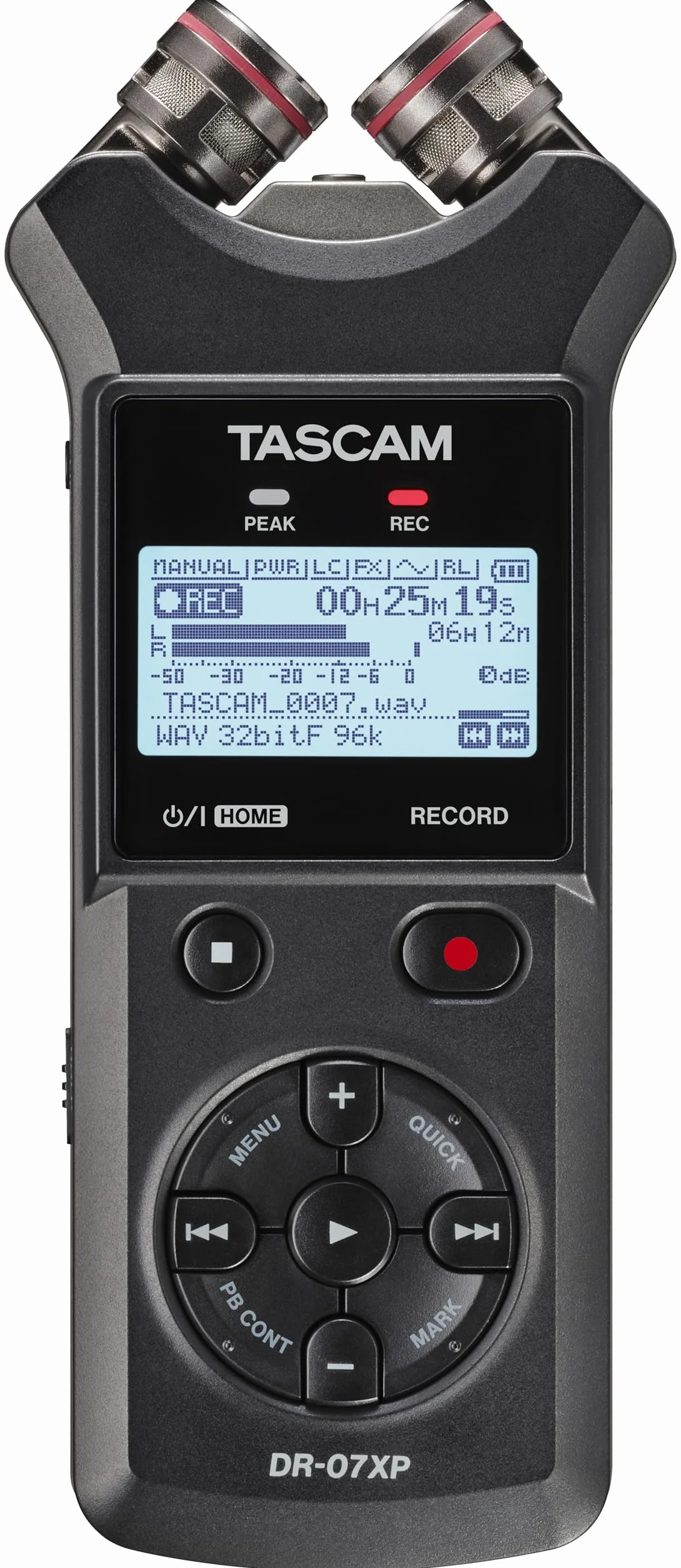 Tascam DR-07XP - Grabadora portátil de Mano Flotante de 2 Canales de 32 bits con micrófonos Ajustables e Interfaz de Audio USB-C