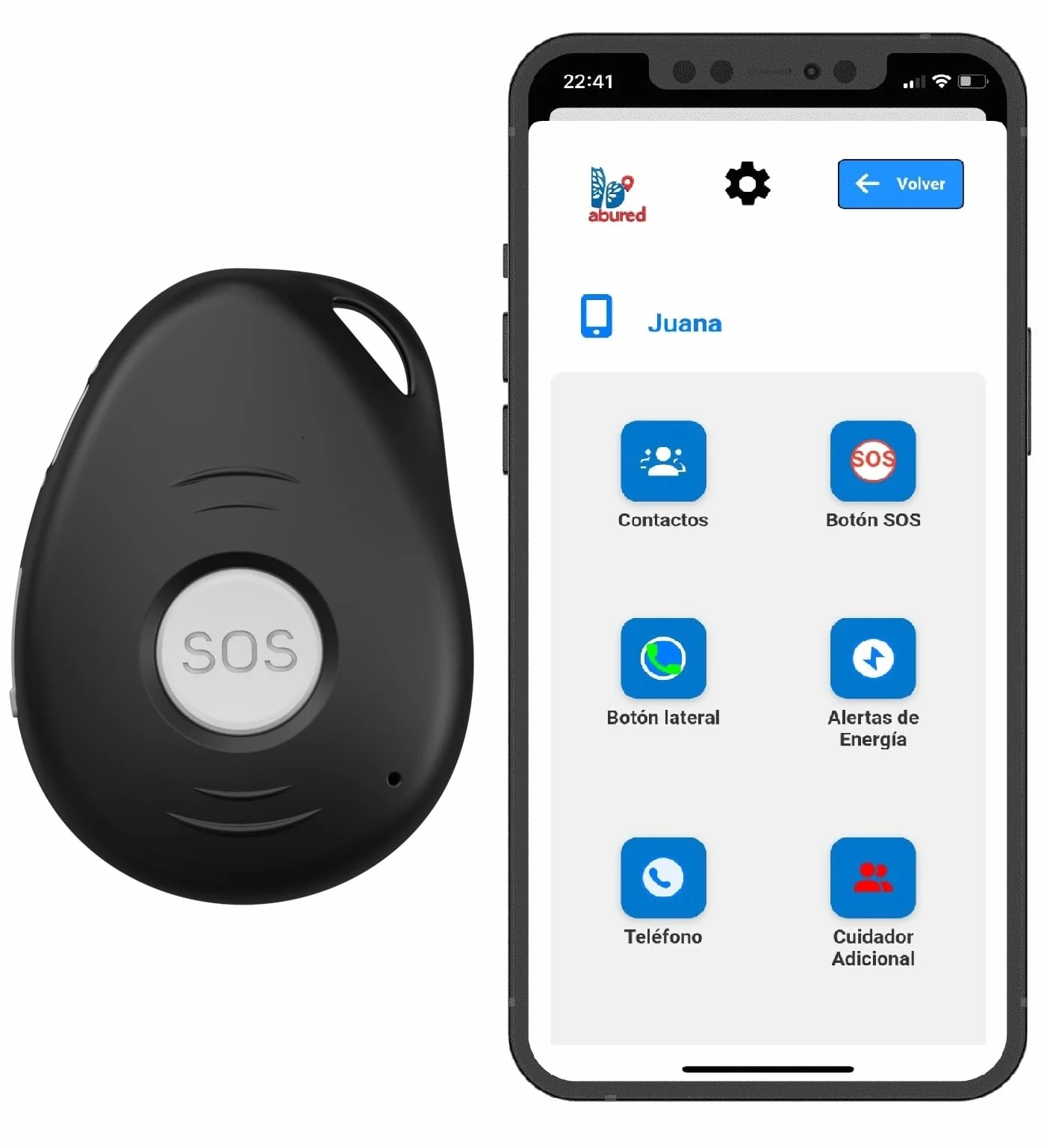 Localizador GPS Personas Mayores 4G Botón SOS Emergencia Detector de Caída Teléfono APP Español Colgante 72h Batería Family Care ELE2