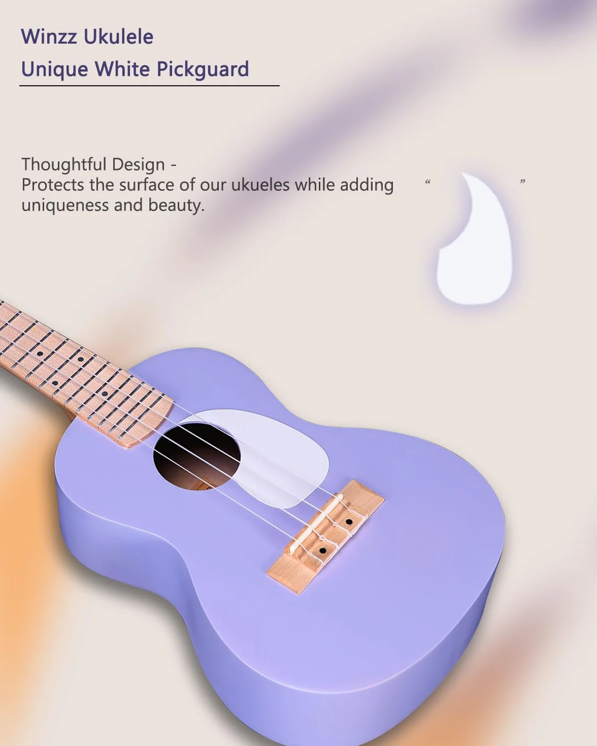 Winzz Ukelele Soprano Infantil, Ukelele Set para Niños y Adulto Principiante, con 9 Accesorios, 21 Pulgadas 4 Cuerdas (Color: Violeta, Madera)