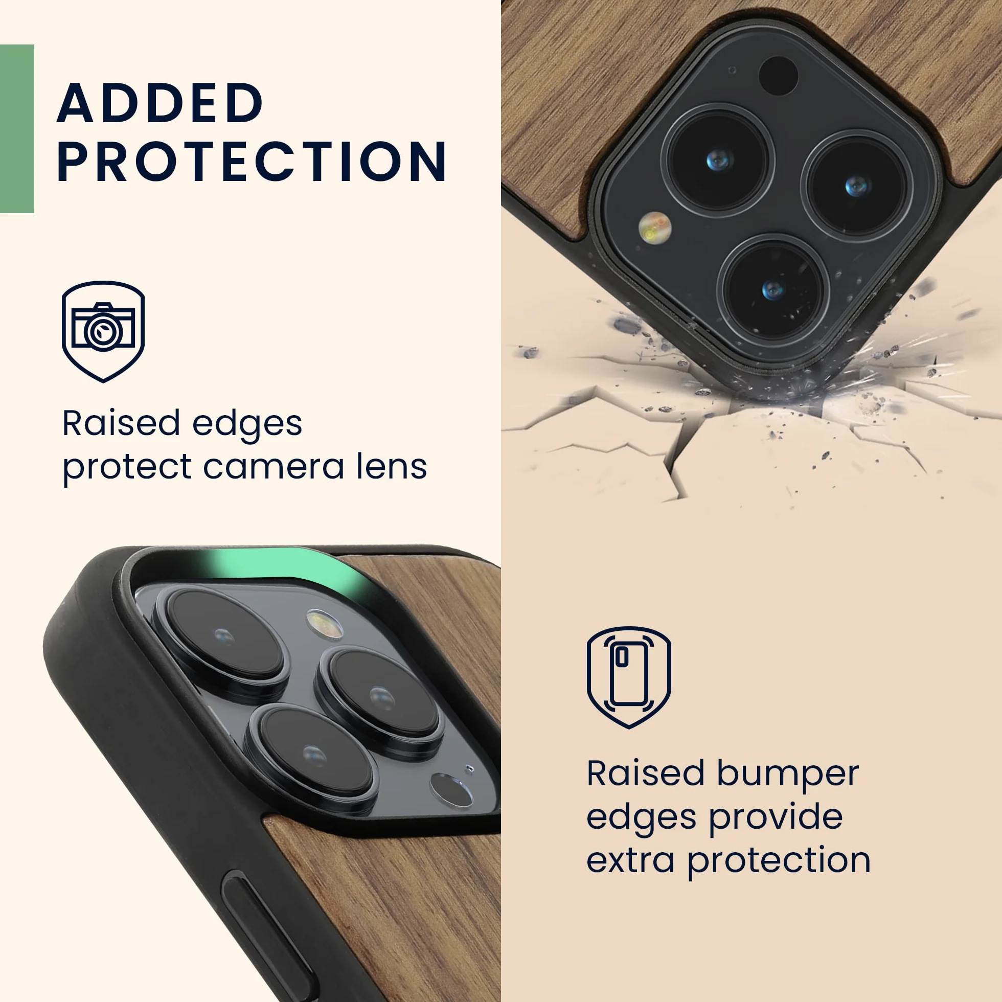 kwmobile Funda para Apple iPhone 14 Pro - Carcasa de Madera con Bumper Antigolpes y Aguja Magnética