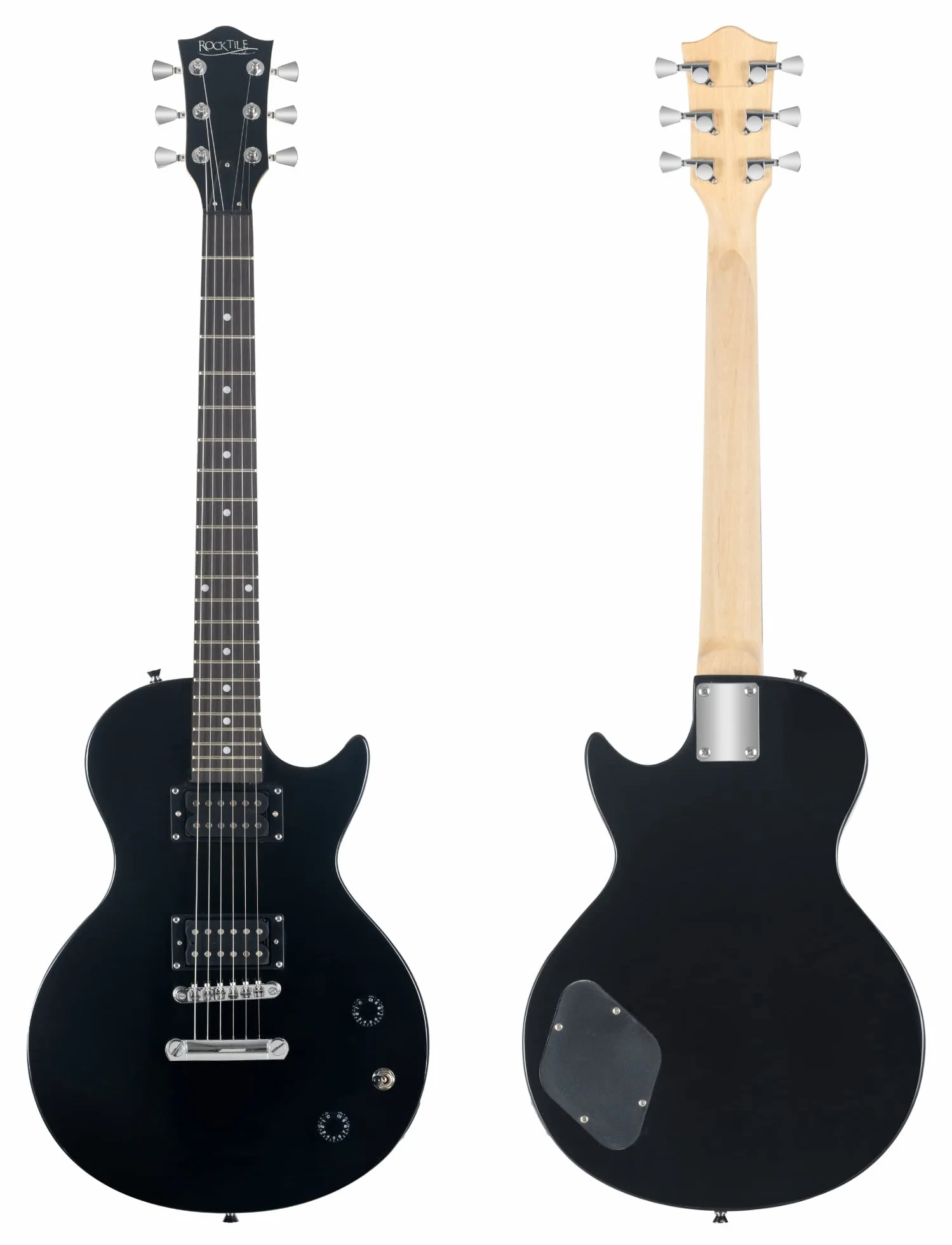 Rocktile Banger's Pack Set Completo Guitarra Eléctrica Single Cut Negro (Amplificador, Funda, Cable, Correa, Púas, Cuerdas de Repuesto y Escuela con CD/DVD)