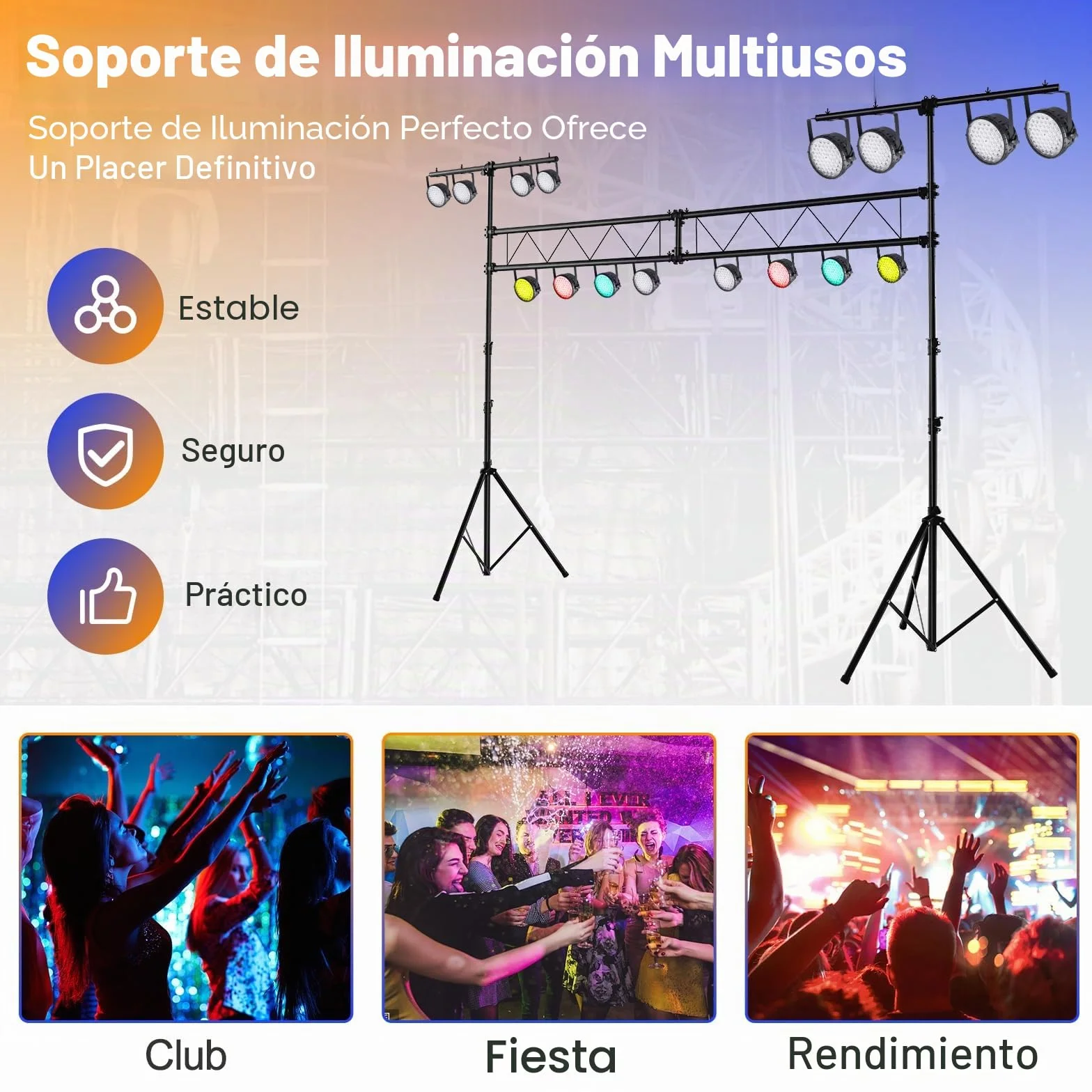 GOPLUS - Soporte de iluminación para DJ, soporte de luz LED de metal con altura ajustable 180-350 cm, brazo múltiple, base resistente y estable, trípode en T plegable y portátil, para espectáculos
