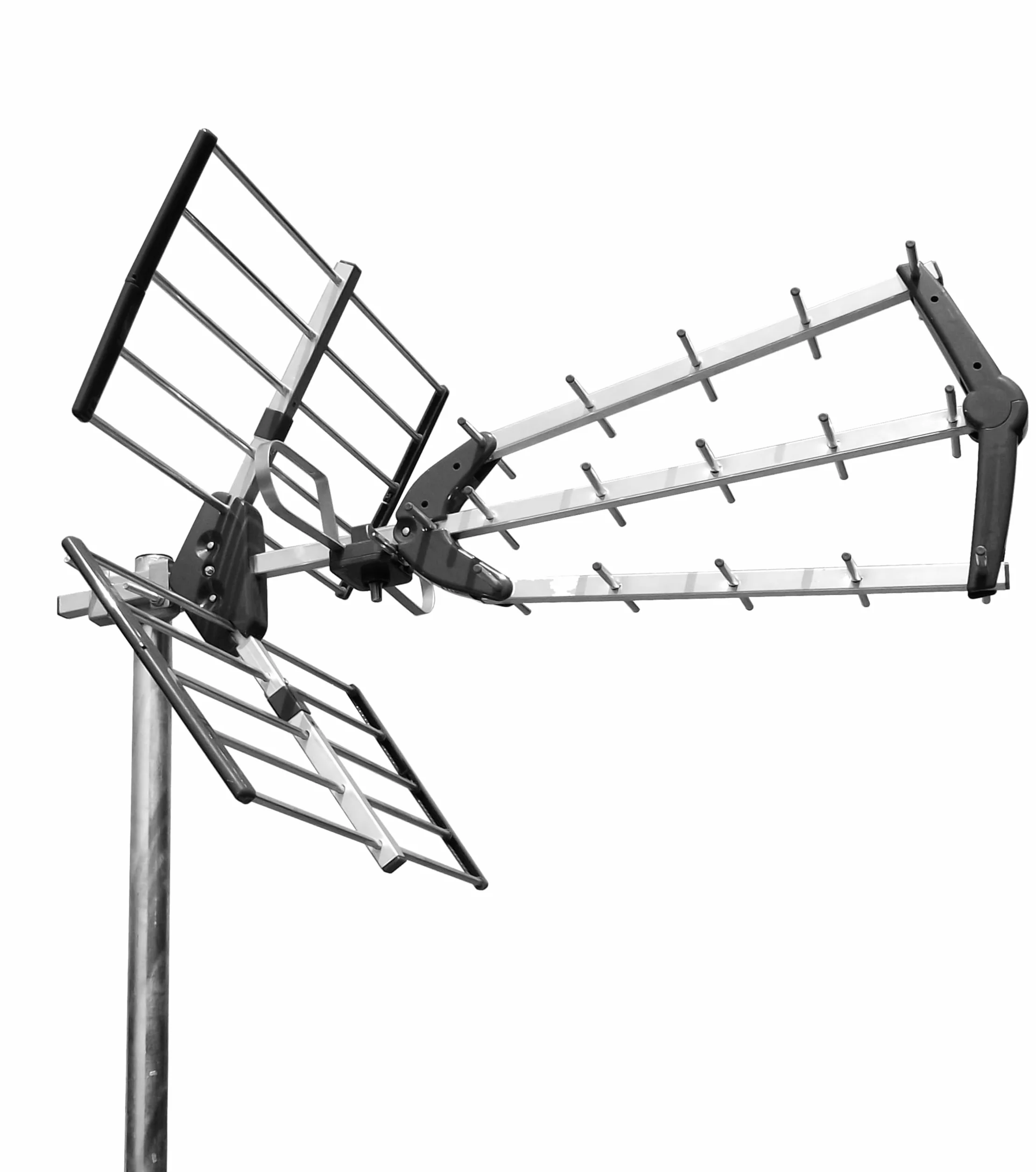 Antena TDT LTE 700 Alta Ganancia Triple Plegable UHF G=15 dB Aluminio 16,5 mm Negro