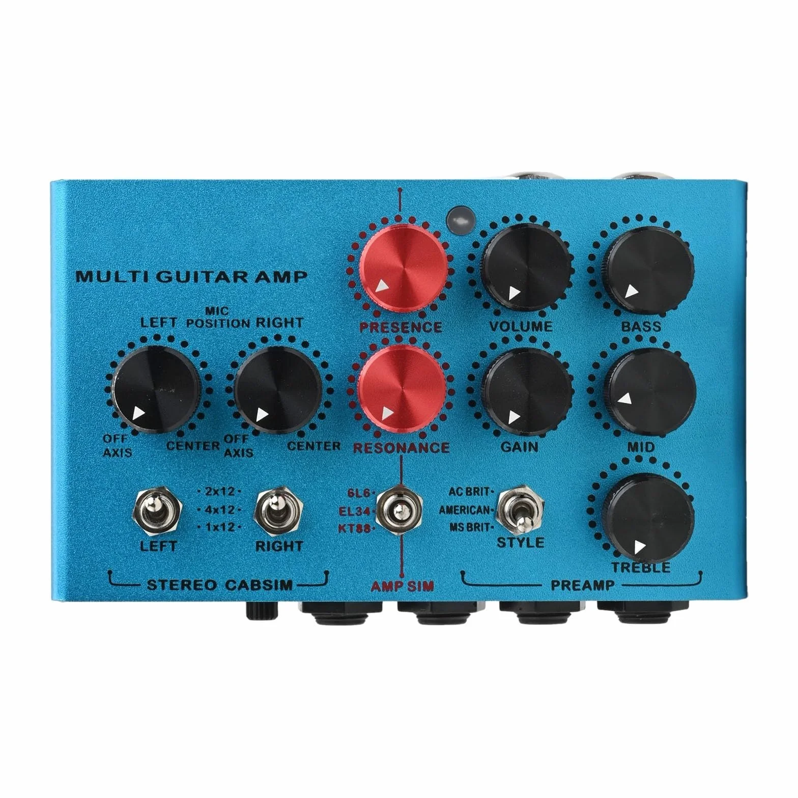 MOSKYAUDIO - Pedal de simulador de amplificador de guitarra, estación de bucle SIM de cabina estéreo con placa de procesador de múltiples efectos, caja de preamplificador de guitarra eléctrica con