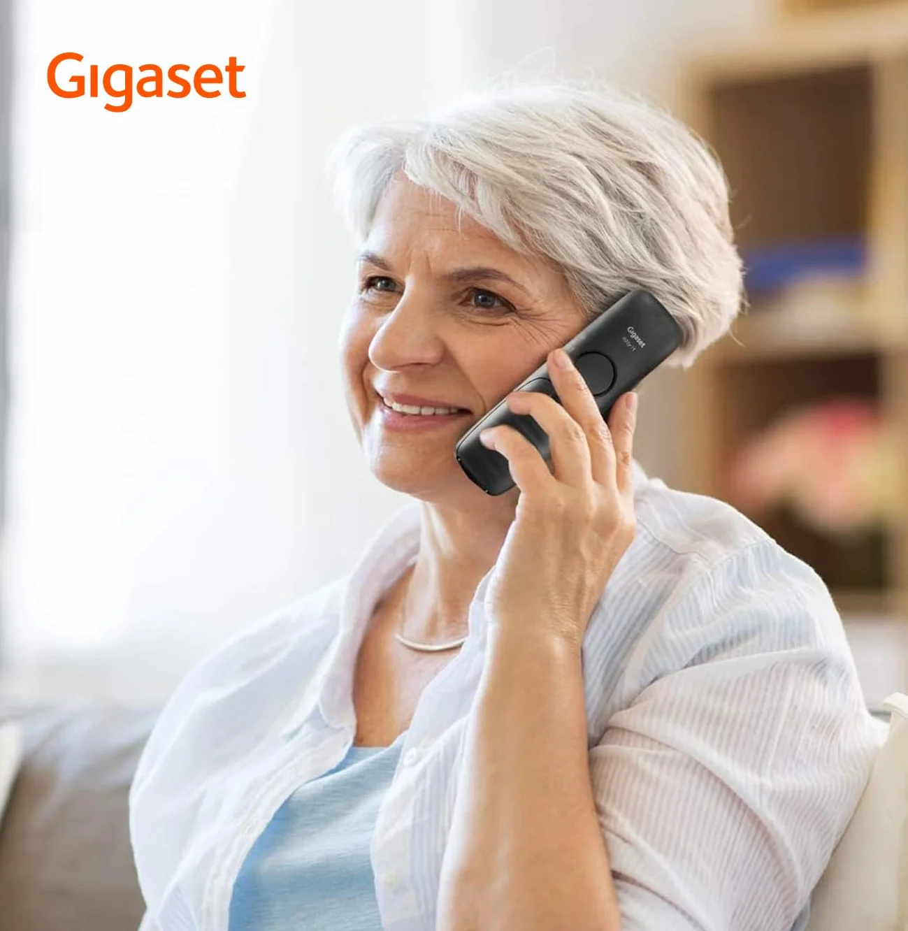 Gigaset E290 Teléfono DECT Inalámbrico Botones Grandes Pantalla Iluminada Blanco y Negro Control de Volumen Negro